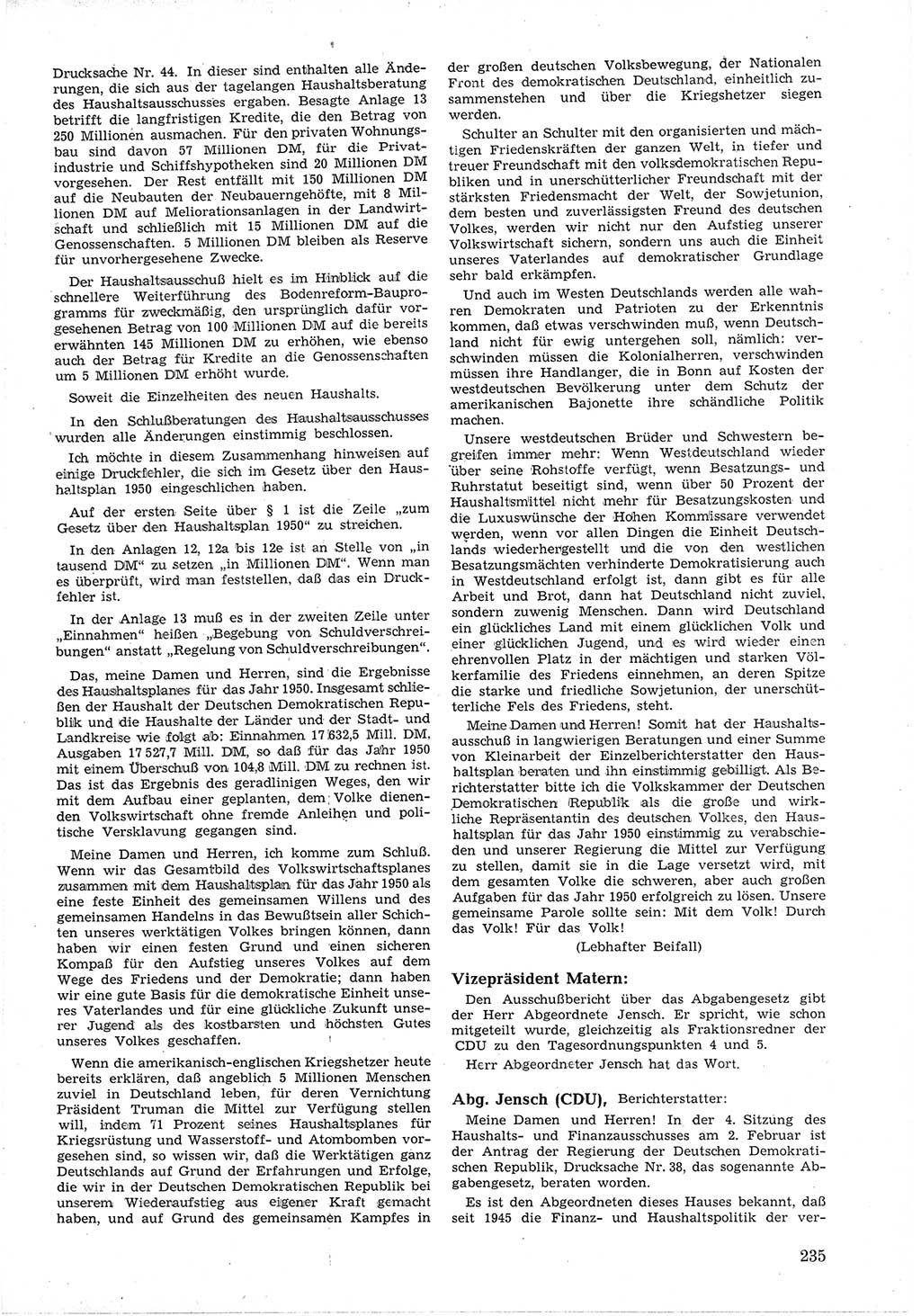 Provisorische Volkskammer (VK) der Deutschen Demokratischen Republik (DDR) 1949-1950, Dokument 249 (Prov. VK DDR 1949-1950, Dok. 249)