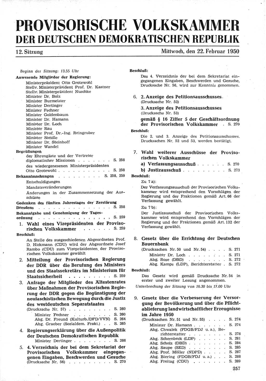 Provisorische Volkskammer (VK) der Deutschen Demokratischen Republik (DDR) 1949-1950, Dokument 271 (Prov. VK DDR 1949-1950, Dok. 271)