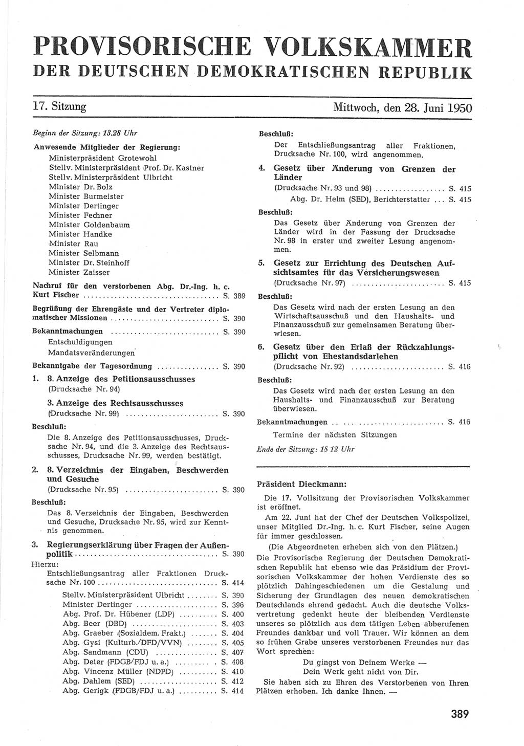 Provisorische Volkskammer (VK) der Deutschen Demokratischen Republik (DDR) 1949-1950, Dokument 407 (Prov. VK DDR 1949-1950, Dok. 407)