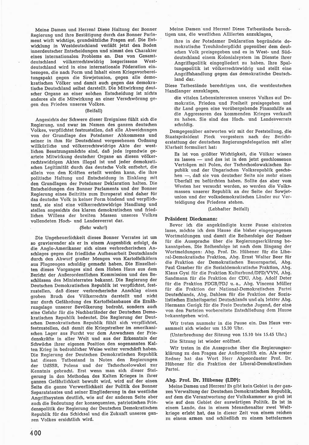 Provisorische Volkskammer (VK) der Deutschen Demokratischen Republik (DDR) 1949-1950, Dokument 418 (Prov. VK DDR 1949-1950, Dok. 418)