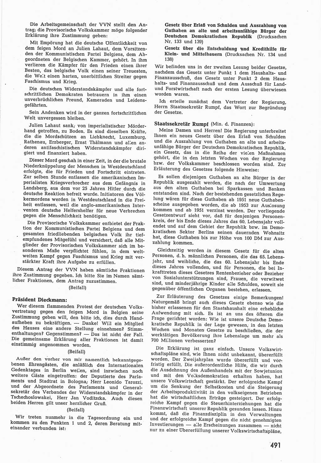 Provisorische Volkskammer (VK) der Deutschen Demokratischen Republik (DDR) 1949-1950, Dokument 509 (Prov. VK DDR 1949-1950, Dok. 509)