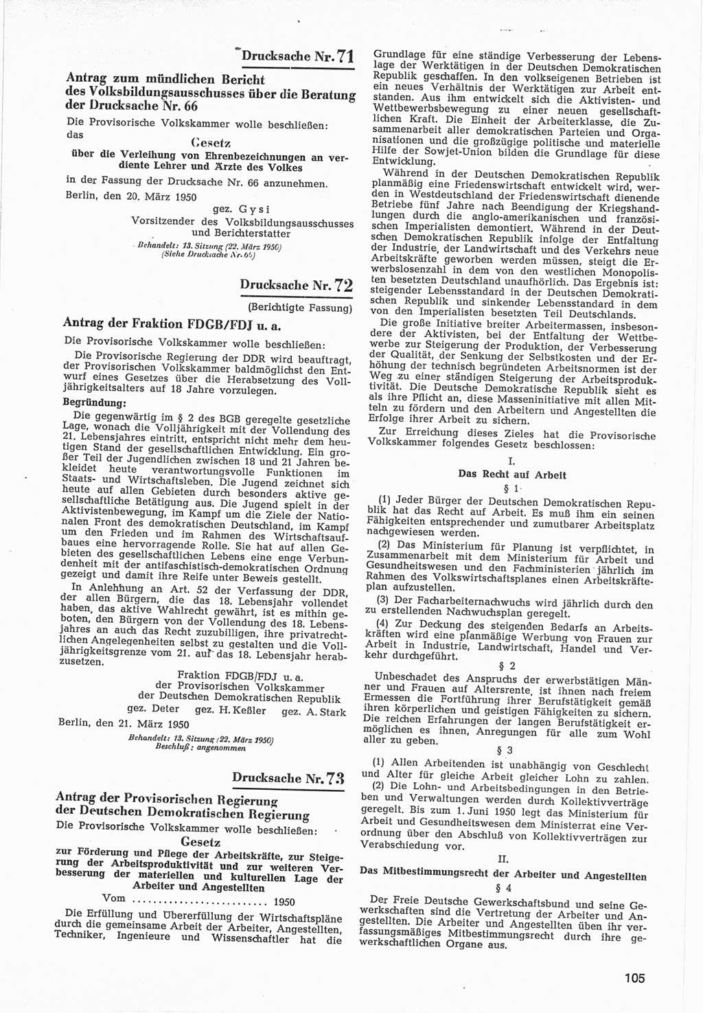 Provisorische Volkskammer (VK) der Deutschen Demokratischen Republik (DDR) 1949-1950, Dokument 707 (Prov. VK DDR 1949-1950, Dok. 707)