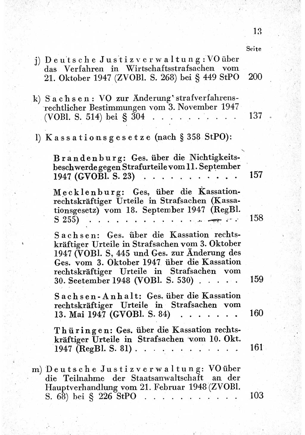 Strafprozeßordnung (StPO), Gerichtsverfassungsgesetz (GVG) und zahlreiche Nebengesetze der sowjetischen Besatzungszone (SBZ) in Deutschland 1949, Seite 13 (StPO GVG Ges. SBZ Dtl. 1949, S. 13)