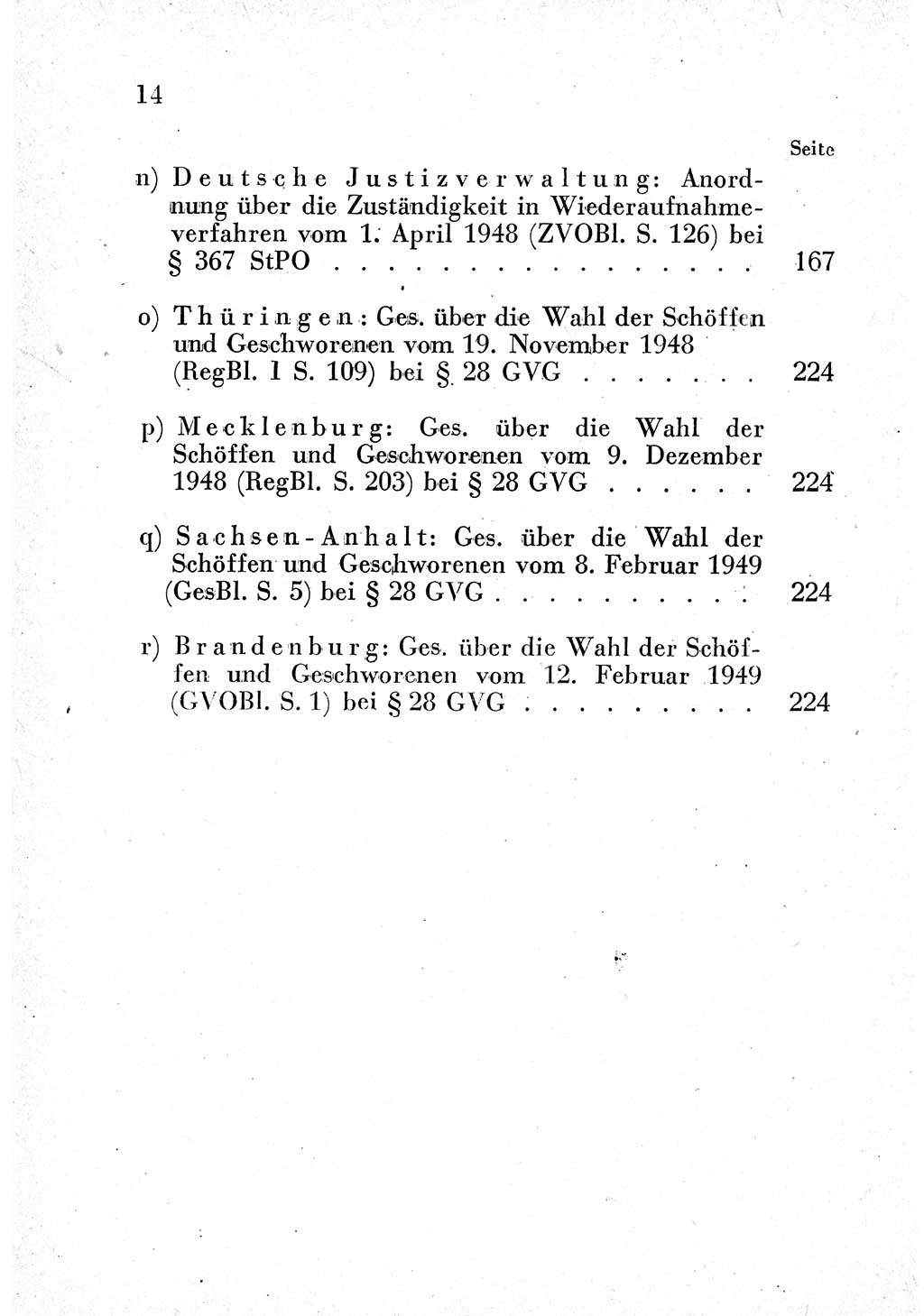 Strafprozeßordnung (StPO), Gerichtsverfassungsgesetz (GVG) und zahlreiche Nebengesetze der sowjetischen Besatzungszone (SBZ) in Deutschland 1949, Seite 14 (StPO GVG Ges. SBZ Dtl. 1949, S. 14)