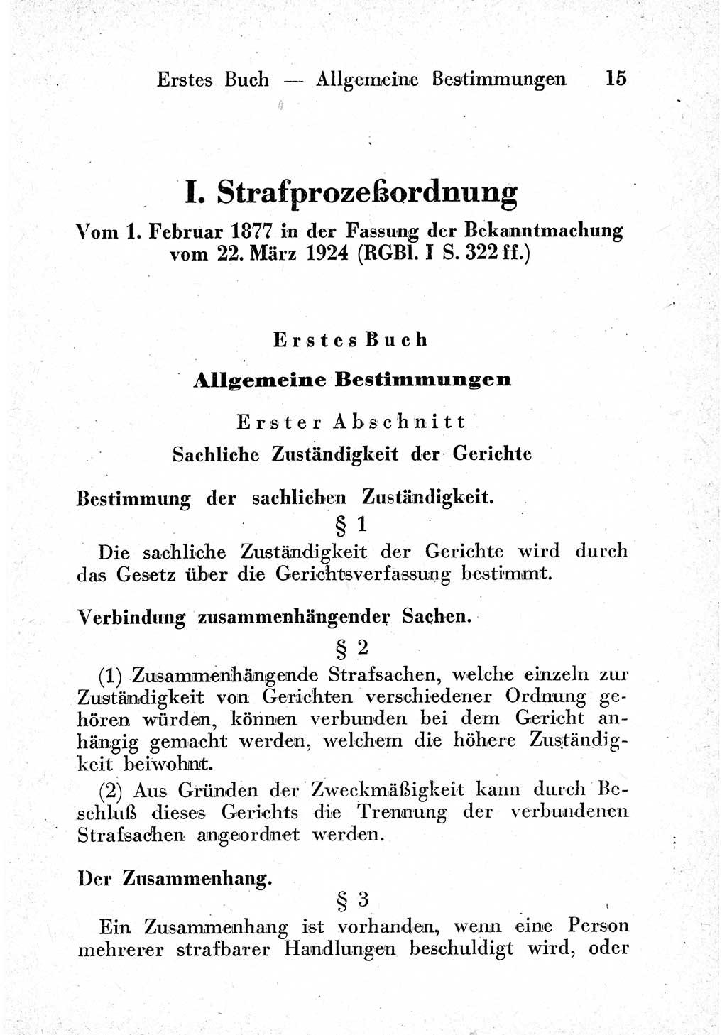Strafprozeßordnung (StPO), Gerichtsverfassungsgesetz (GVG) und zahlreiche Nebengesetze der sowjetischen Besatzungszone (SBZ) in Deutschland 1949, Seite 15 (StPO GVG Ges. SBZ Dtl. 1949, S. 15)