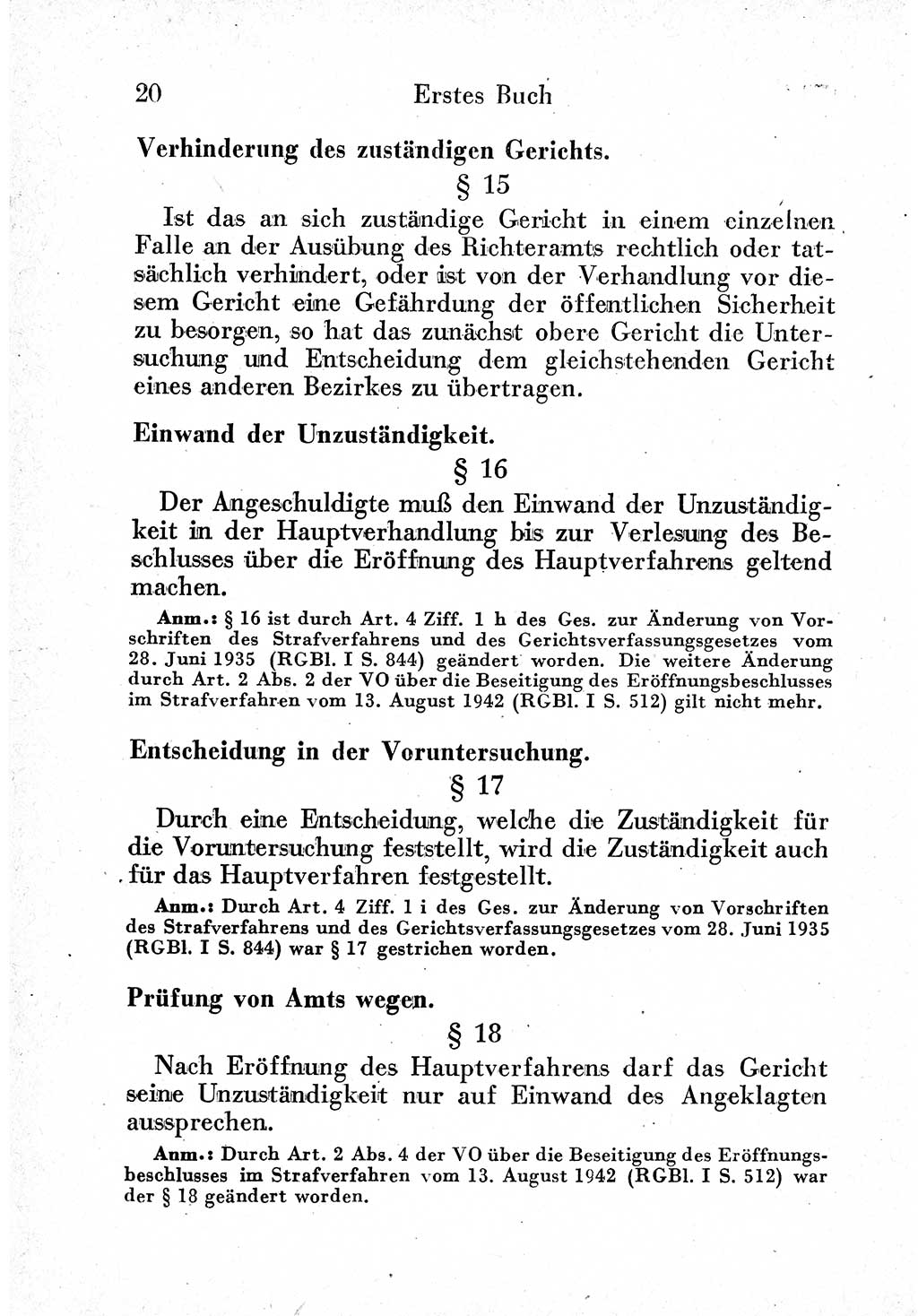 Strafprozeßordnung (StPO), Gerichtsverfassungsgesetz (GVG) und zahlreiche Nebengesetze der sowjetischen Besatzungszone (SBZ) in Deutschland 1949, Seite 20 (StPO GVG Ges. SBZ Dtl. 1949, S. 20)