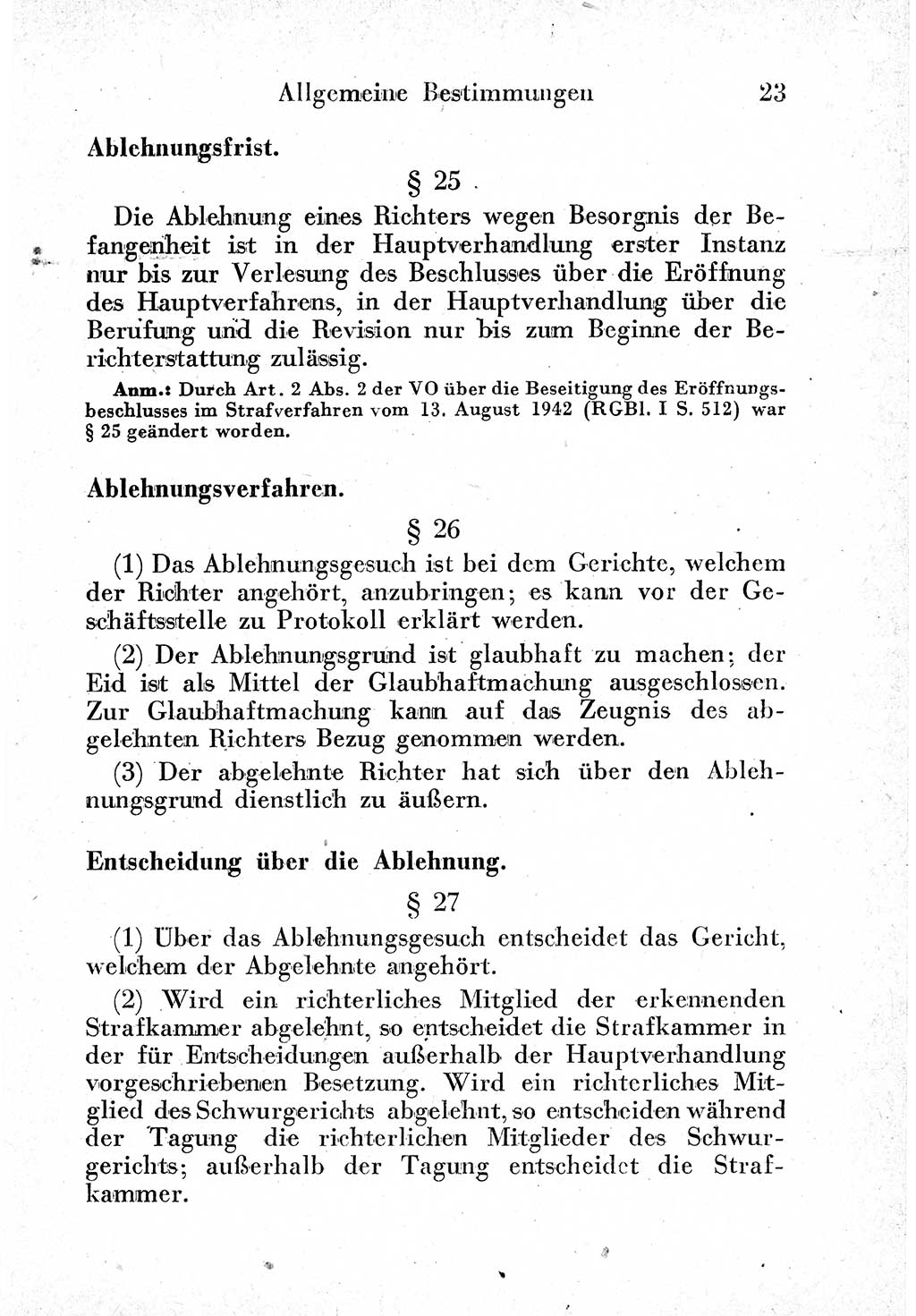 Strafprozeßordnung (StPO), Gerichtsverfassungsgesetz (GVG) und zahlreiche Nebengesetze der sowjetischen Besatzungszone (SBZ) in Deutschland 1949, Seite 23 (StPO GVG Ges. SBZ Dtl. 1949, S. 23)