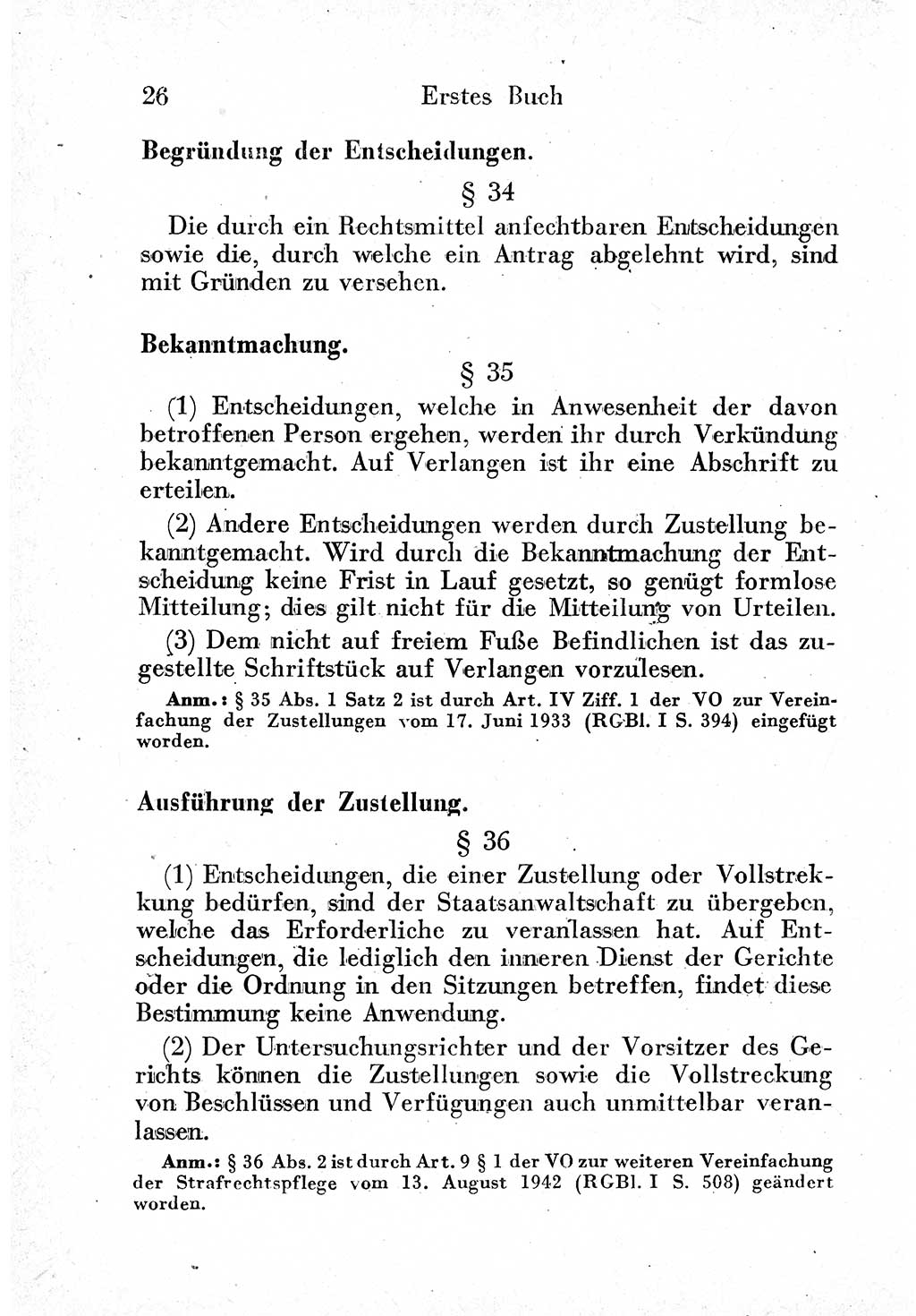 Strafprozeßordnung (StPO), Gerichtsverfassungsgesetz (GVG) und zahlreiche Nebengesetze der sowjetischen Besatzungszone (SBZ) in Deutschland 1949, Seite 26 (StPO GVG Ges. SBZ Dtl. 1949, S. 26)
