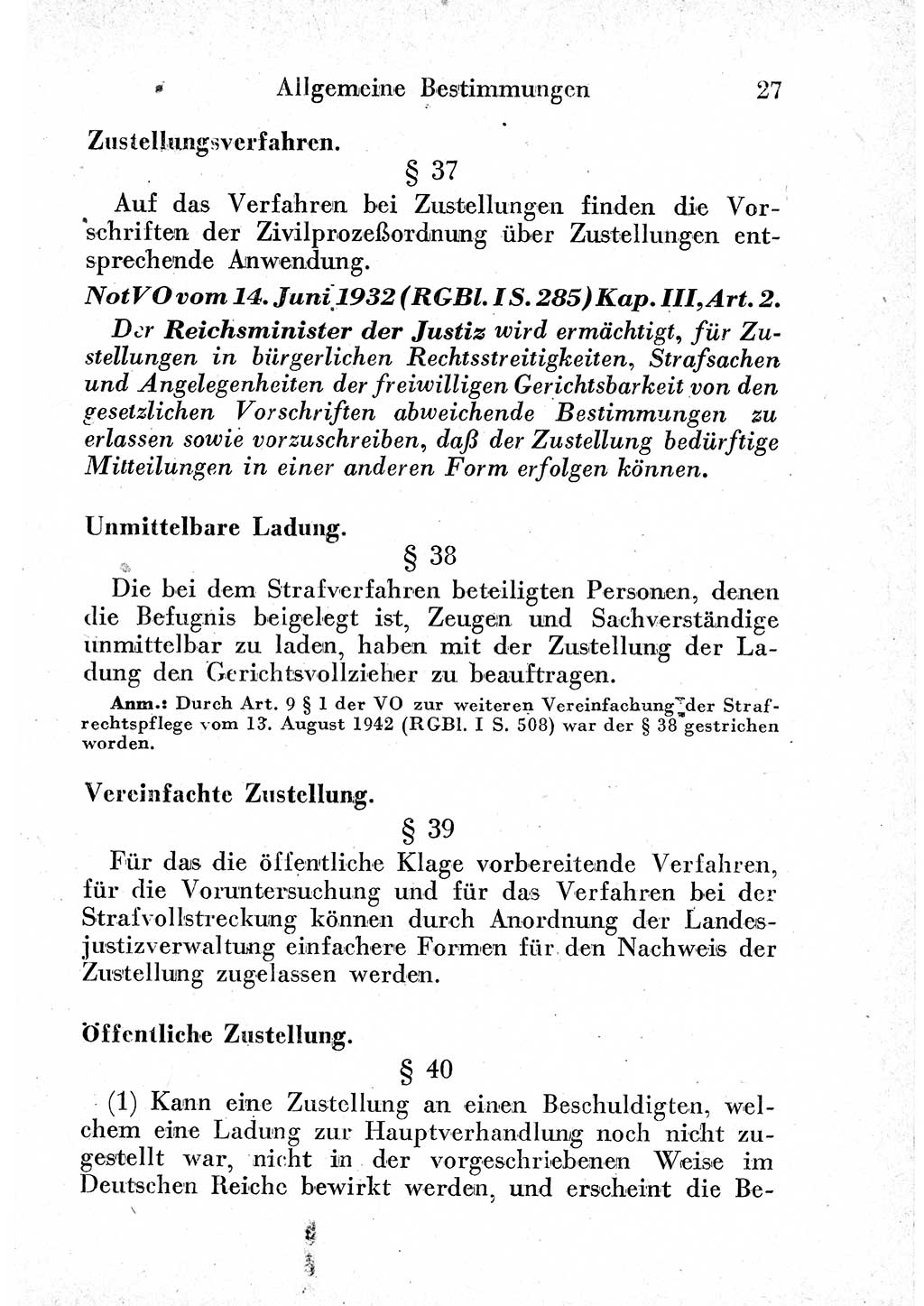 Strafprozeßordnung (StPO), Gerichtsverfassungsgesetz (GVG) und zahlreiche Nebengesetze der sowjetischen Besatzungszone (SBZ) in Deutschland 1949, Seite 27 (StPO GVG Ges. SBZ Dtl. 1949, S. 27)
