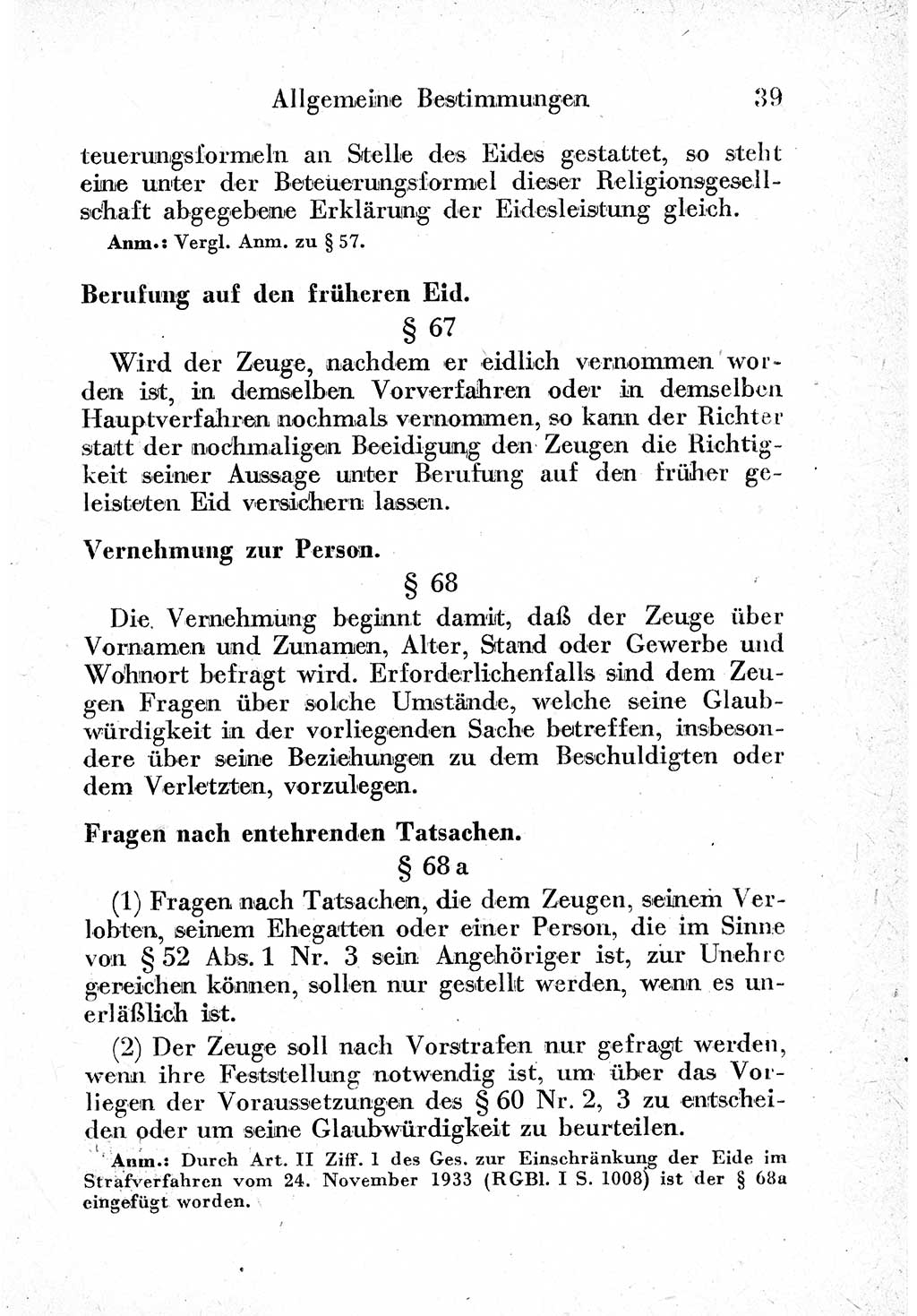 Strafprozeßordnung (StPO), Gerichtsverfassungsgesetz (GVG) und zahlreiche Nebengesetze der sowjetischen Besatzungszone (SBZ) in Deutschland 1949, Seite 39 (StPO GVG Ges. SBZ Dtl. 1949, S. 39)