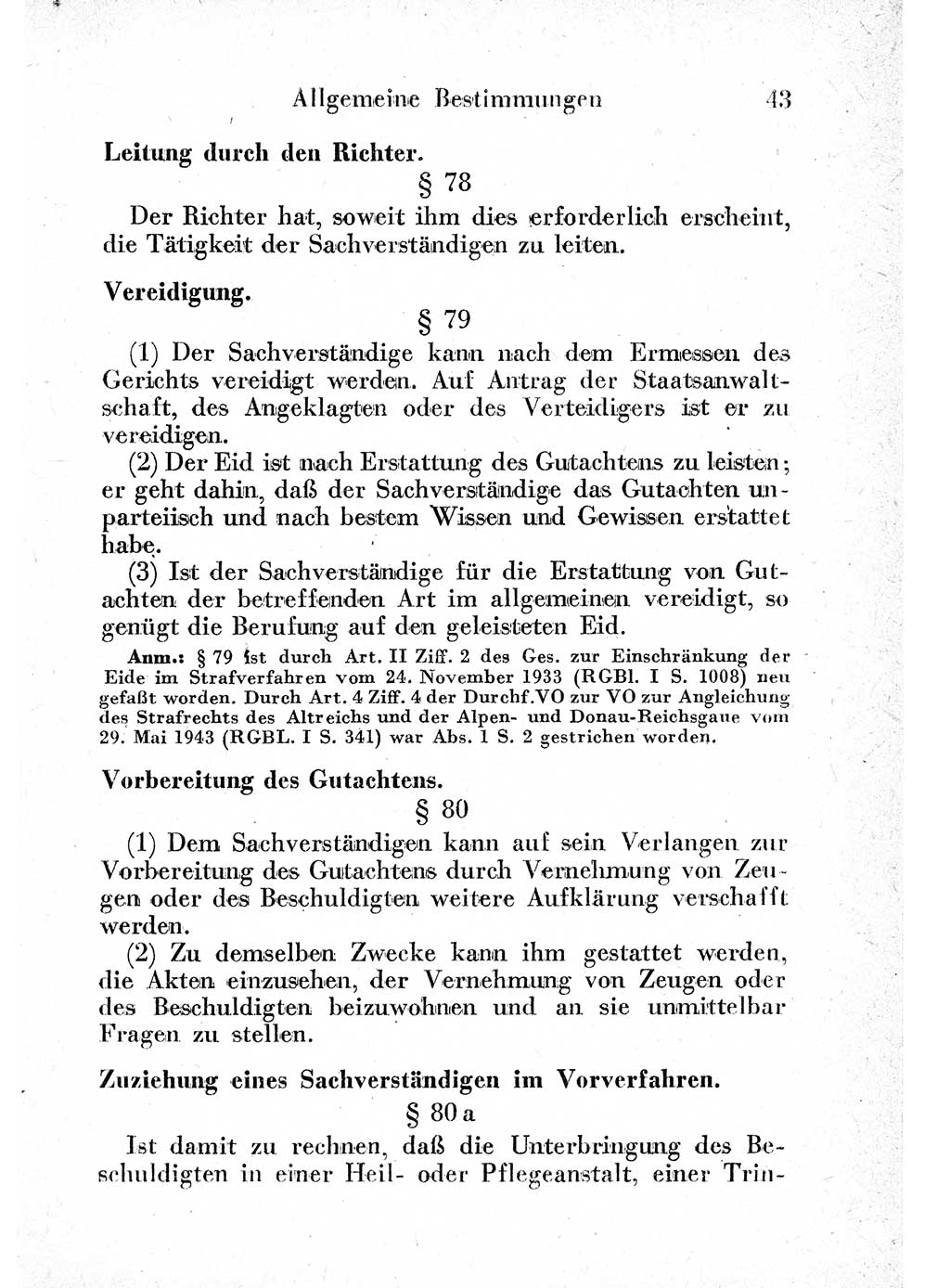 Strafprozeßordnung (StPO), Gerichtsverfassungsgesetz (GVG) und zahlreiche Nebengesetze der sowjetischen Besatzungszone (SBZ) in Deutschland 1949, Seite 43 (StPO GVG Ges. SBZ Dtl. 1949, S. 43)