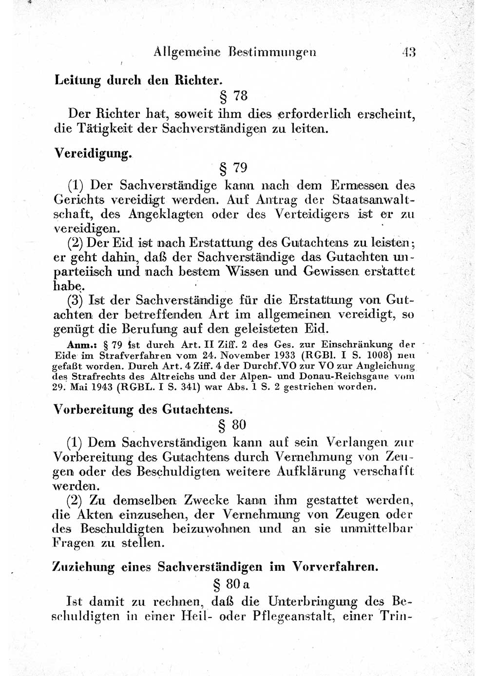 Strafprozeßordnung (StPO), Gerichtsverfassungsgesetz (GVG) und zahlreiche Nebengesetze der sowjetischen Besatzungszone (SBZ) in Deutschland 1949, Seite 43 (StPO GVG Ges. SBZ Dtl. 1949, S. 43)