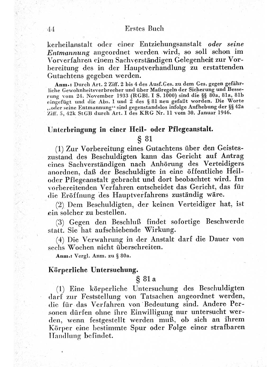 Strafprozeßordnung (StPO), Gerichtsverfassungsgesetz (GVG) und zahlreiche Nebengesetze der sowjetischen Besatzungszone (SBZ) in Deutschland 1949, Seite 44 (StPO GVG Ges. SBZ Dtl. 1949, S. 44)