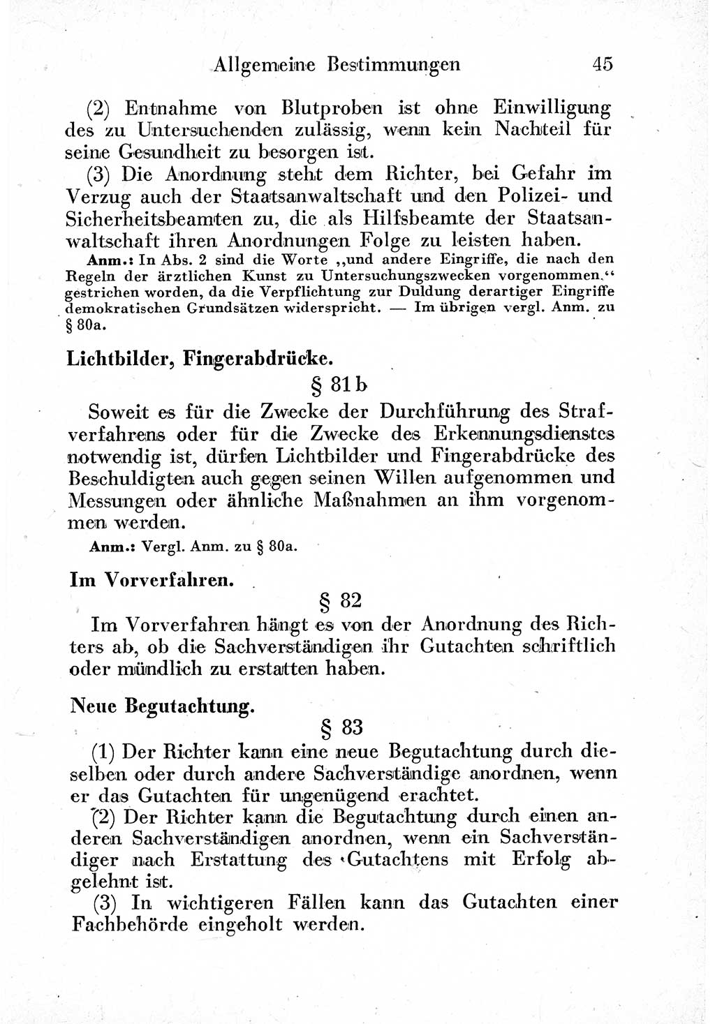 Strafprozeßordnung (StPO), Gerichtsverfassungsgesetz (GVG) und zahlreiche Nebengesetze der sowjetischen Besatzungszone (SBZ) in Deutschland 1949, Seite 45 (StPO GVG Ges. SBZ Dtl. 1949, S. 45)