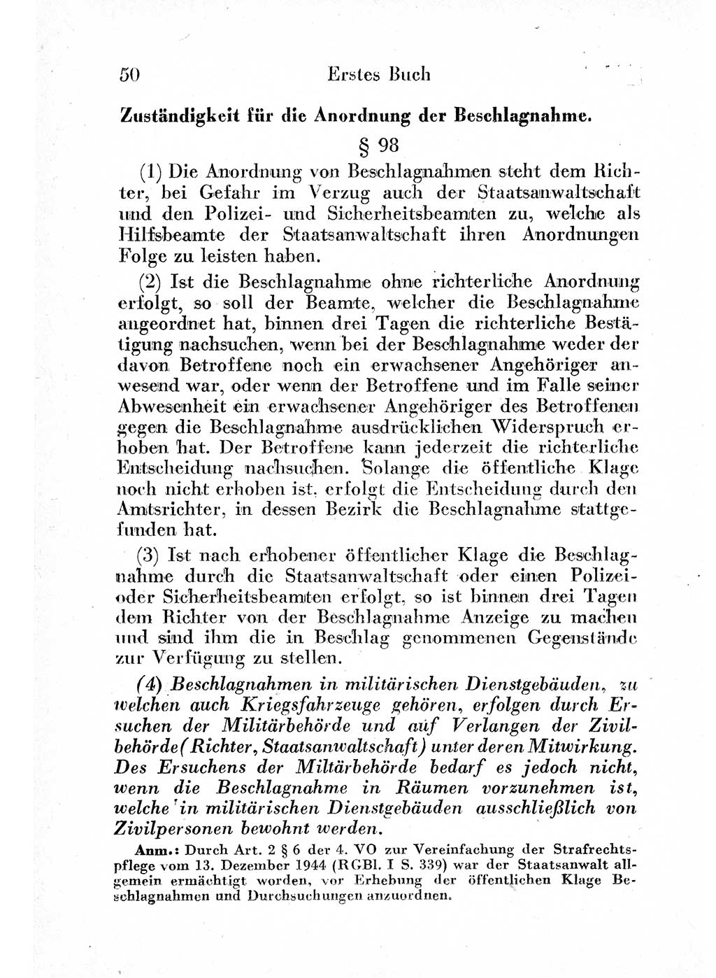 Strafprozeßordnung (StPO), Gerichtsverfassungsgesetz (GVG) und zahlreiche Nebengesetze der sowjetischen Besatzungszone (SBZ) in Deutschland 1949, Seite 50 (StPO GVG Ges. SBZ Dtl. 1949, S. 50)