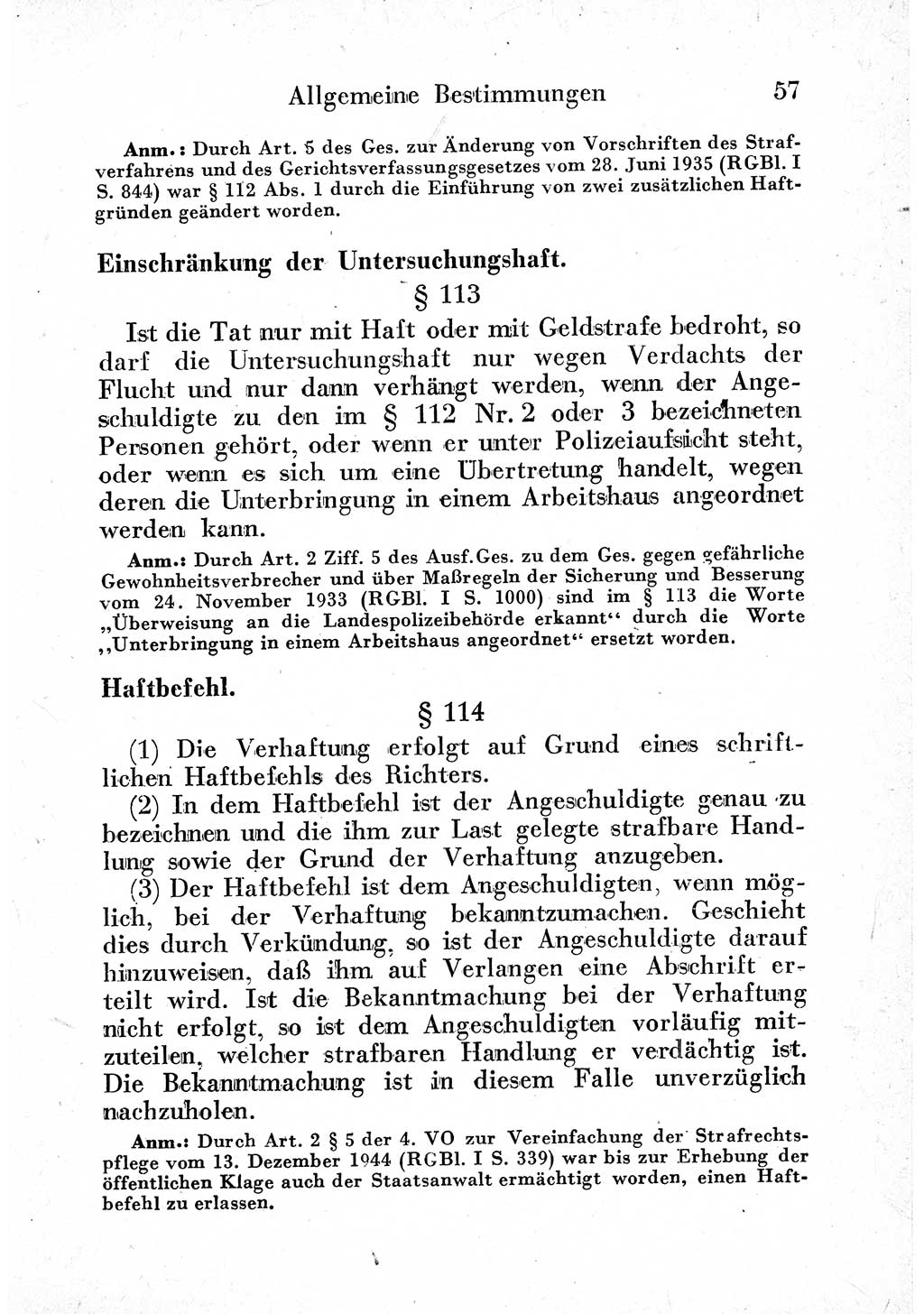 Strafprozeßordnung (StPO), Gerichtsverfassungsgesetz (GVG) und zahlreiche Nebengesetze der sowjetischen Besatzungszone (SBZ) in Deutschland 1949, Seite 57 (StPO GVG Ges. SBZ Dtl. 1949, S. 57)