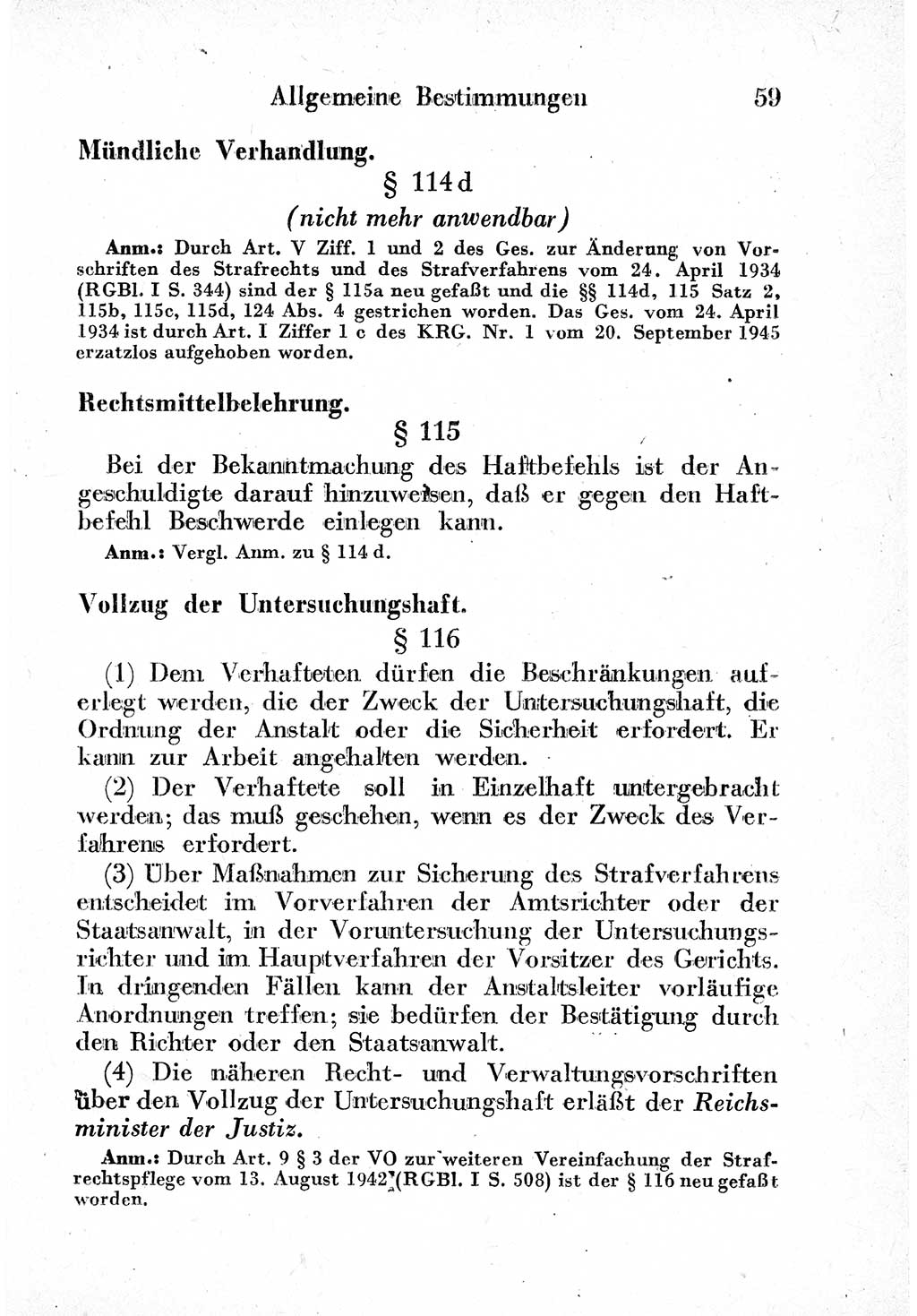 Strafprozeßordnung (StPO), Gerichtsverfassungsgesetz (GVG) und zahlreiche Nebengesetze der sowjetischen Besatzungszone (SBZ) in Deutschland 1949, Seite 59 (StPO GVG Ges. SBZ Dtl. 1949, S. 59)