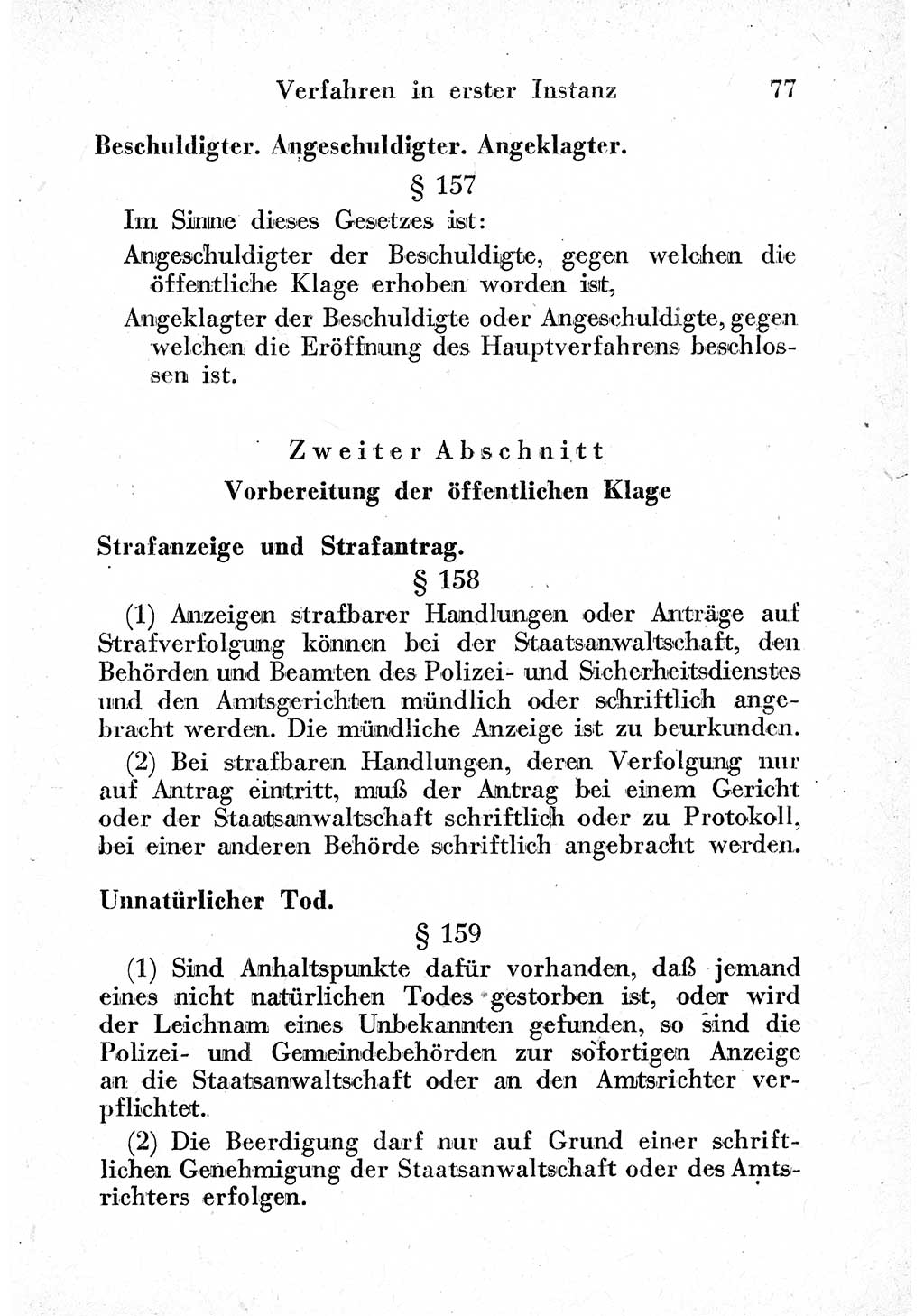 Strafprozeßordnung (StPO), Gerichtsverfassungsgesetz (GVG) und zahlreiche Nebengesetze der sowjetischen Besatzungszone (SBZ) in Deutschland 1949, Seite 77 (StPO GVG Ges. SBZ Dtl. 1949, S. 77)