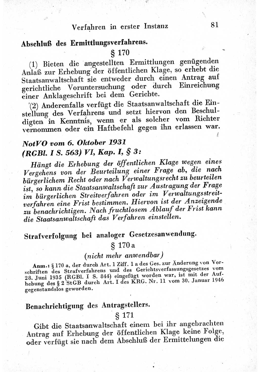 Strafprozeßordnung (StPO), Gerichtsverfassungsgesetz (GVG) und zahlreiche Nebengesetze der sowjetischen Besatzungszone (SBZ) in Deutschland 1949, Seite 81 (StPO GVG Ges. SBZ Dtl. 1949, S. 81)