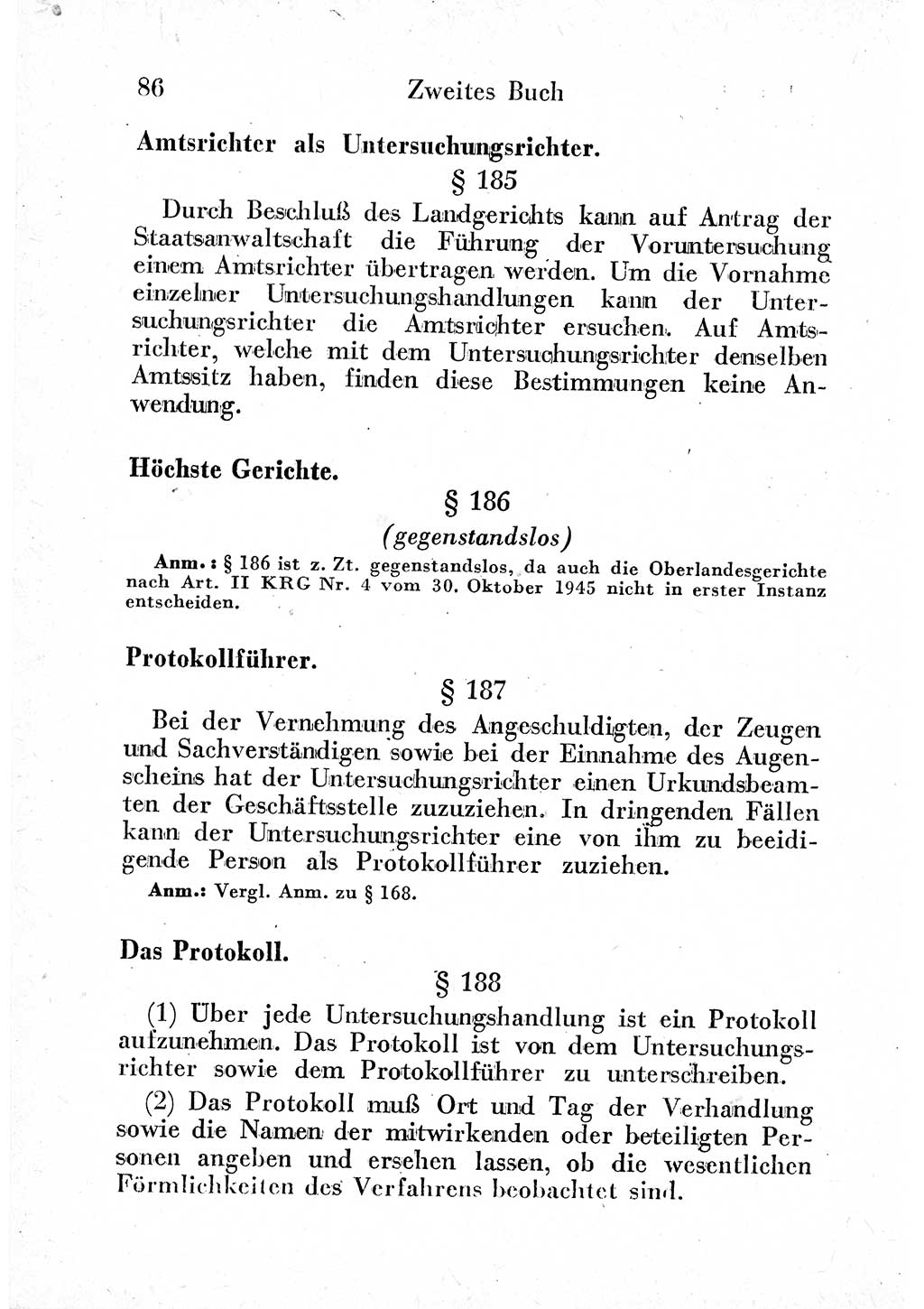 Strafprozeßordnung (StPO), Gerichtsverfassungsgesetz (GVG) und zahlreiche Nebengesetze der sowjetischen Besatzungszone (SBZ) in Deutschland 1949, Seite 86 (StPO GVG Ges. SBZ Dtl. 1949, S. 86)