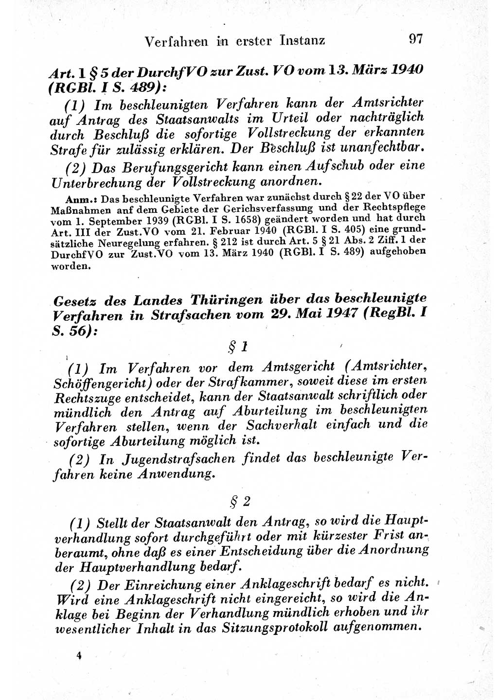 Strafprozeßordnung (StPO), Gerichtsverfassungsgesetz (GVG) und zahlreiche Nebengesetze der sowjetischen Besatzungszone (SBZ) in Deutschland 1949, Seite 97 (StPO GVG Ges. SBZ Dtl. 1949, S. 97)