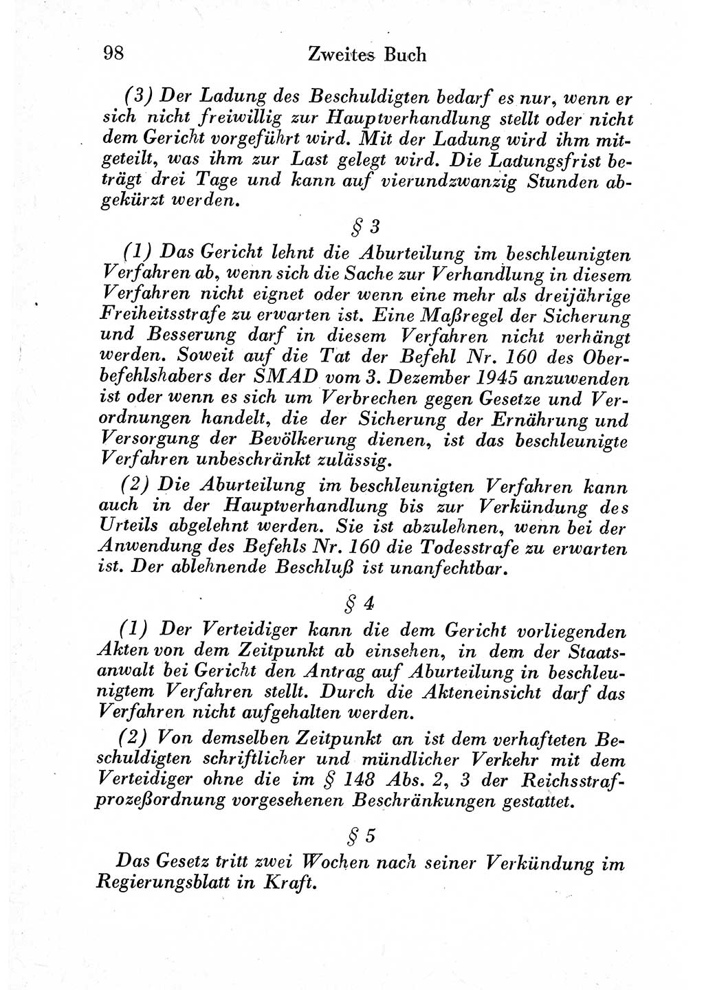 Strafprozeßordnung (StPO), Gerichtsverfassungsgesetz (GVG) und zahlreiche Nebengesetze der sowjetischen Besatzungszone (SBZ) in Deutschland 1949, Seite 98 (StPO GVG Ges. SBZ Dtl. 1949, S. 98)