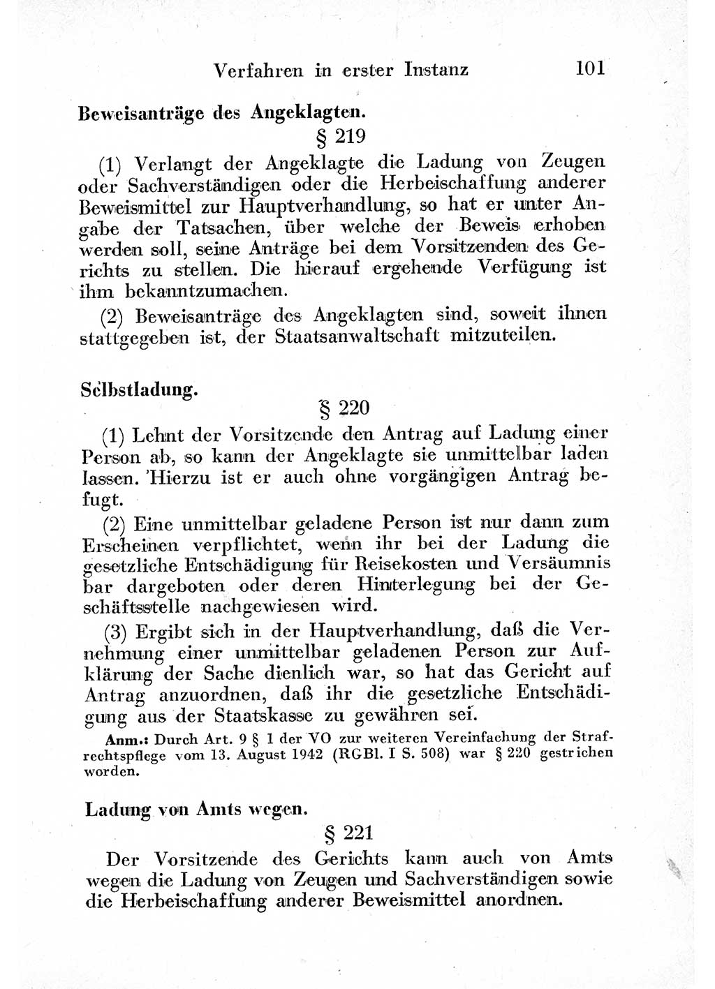 Strafprozeßordnung (StPO), Gerichtsverfassungsgesetz (GVG) und zahlreiche Nebengesetze der sowjetischen Besatzungszone (SBZ) in Deutschland 1949, Seite 101 (StPO GVG Ges. SBZ Dtl. 1949, S. 101)