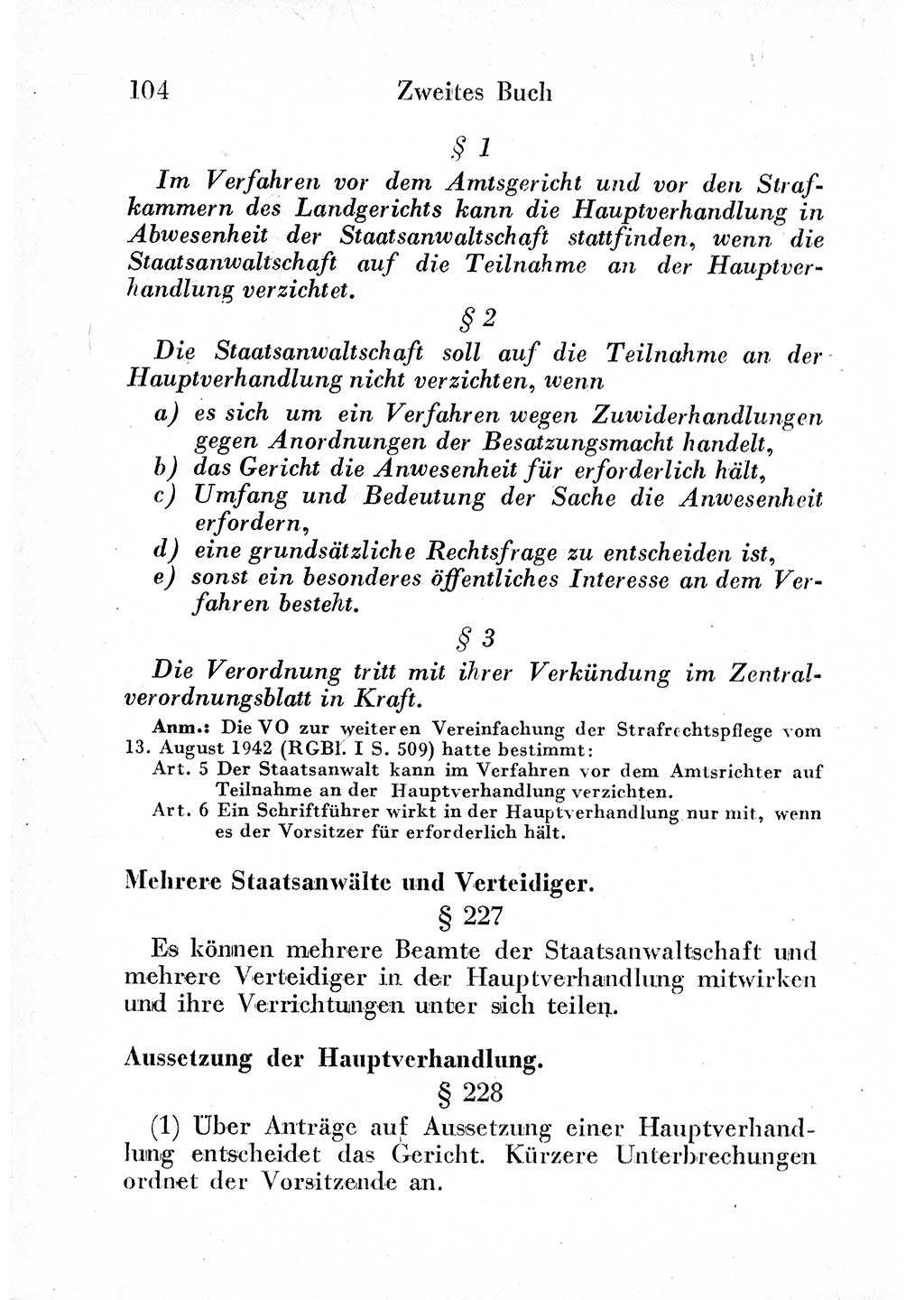 Strafprozeßordnung (StPO), Gerichtsverfassungsgesetz (GVG) und zahlreiche Nebengesetze der sowjetischen Besatzungszone (SBZ) in Deutschland 1949, Seite 104 (StPO GVG Ges. SBZ Dtl. 1949, S. 104)