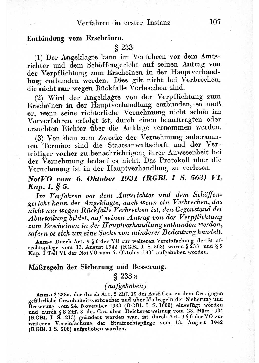 Strafprozeßordnung (StPO), Gerichtsverfassungsgesetz (GVG) und zahlreiche Nebengesetze der sowjetischen Besatzungszone (SBZ) in Deutschland 1949, Seite 107 (StPO GVG Ges. SBZ Dtl. 1949, S. 107)