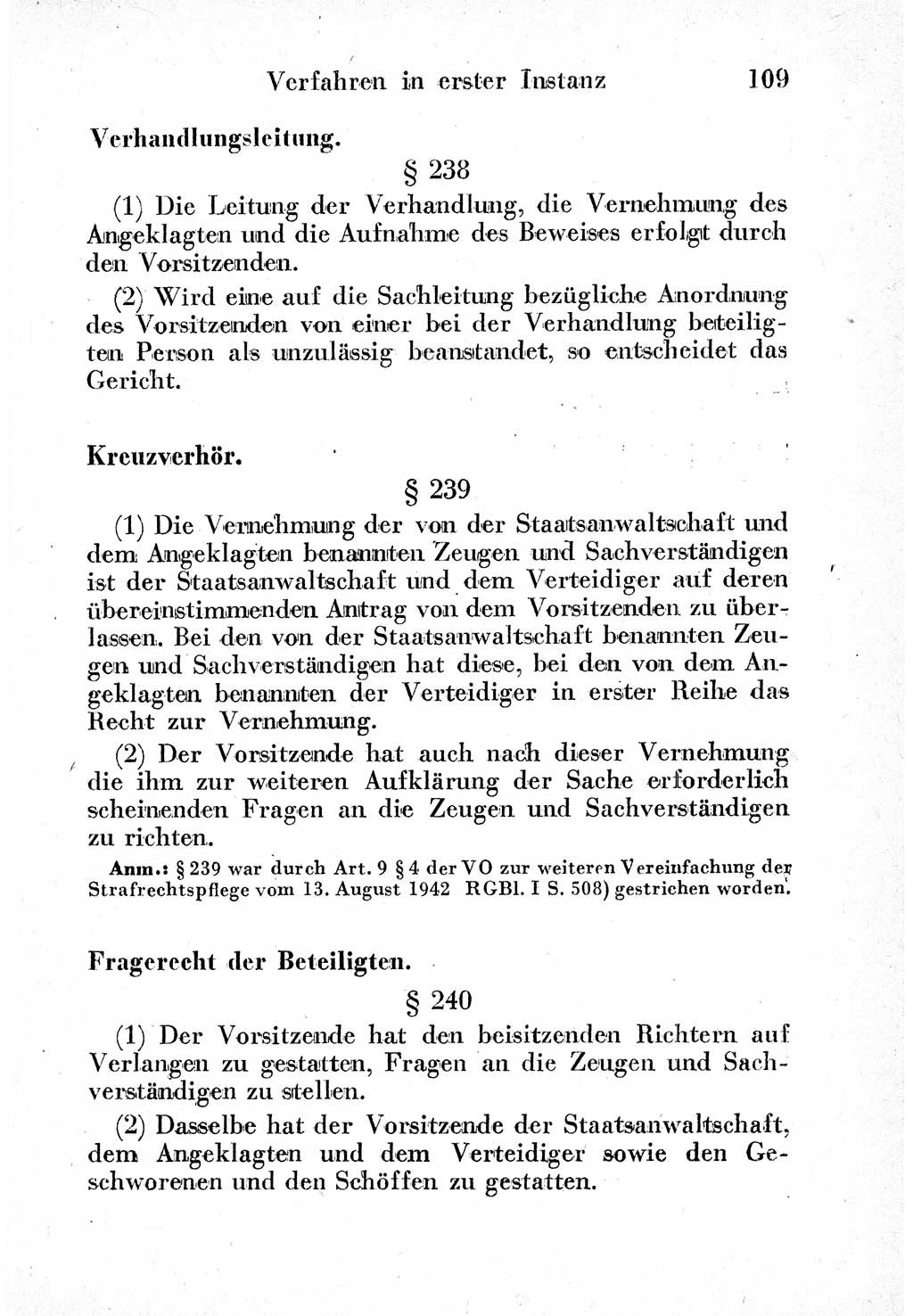 Strafprozeßordnung (StPO), Gerichtsverfassungsgesetz (GVG) und zahlreiche Nebengesetze der sowjetischen Besatzungszone (SBZ) in Deutschland 1949, Seite 109 (StPO GVG Ges. SBZ Dtl. 1949, S. 109)