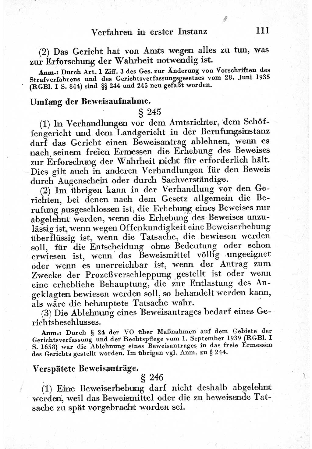 Strafprozeßordnung (StPO), Gerichtsverfassungsgesetz (GVG) und zahlreiche Nebengesetze der sowjetischen Besatzungszone (SBZ) in Deutschland 1949, Seite 111 (StPO GVG Ges. SBZ Dtl. 1949, S. 111)