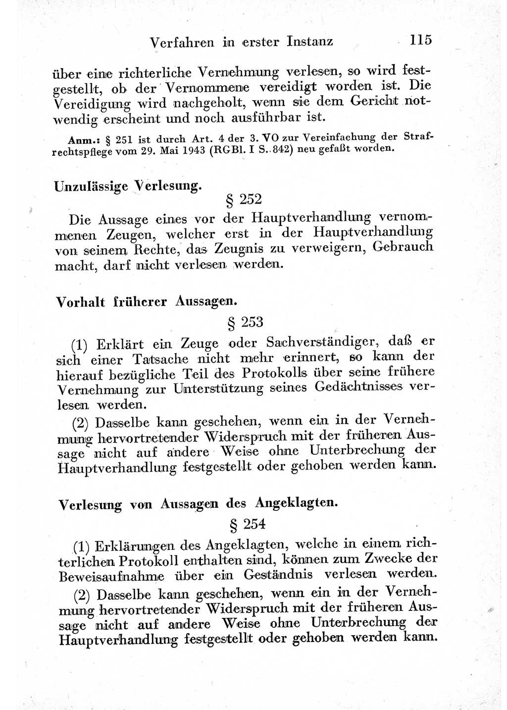 Strafprozeßordnung (StPO), Gerichtsverfassungsgesetz (GVG) und zahlreiche Nebengesetze der sowjetischen Besatzungszone (SBZ) in Deutschland 1949, Seite 115 (StPO GVG Ges. SBZ Dtl. 1949, S. 115)