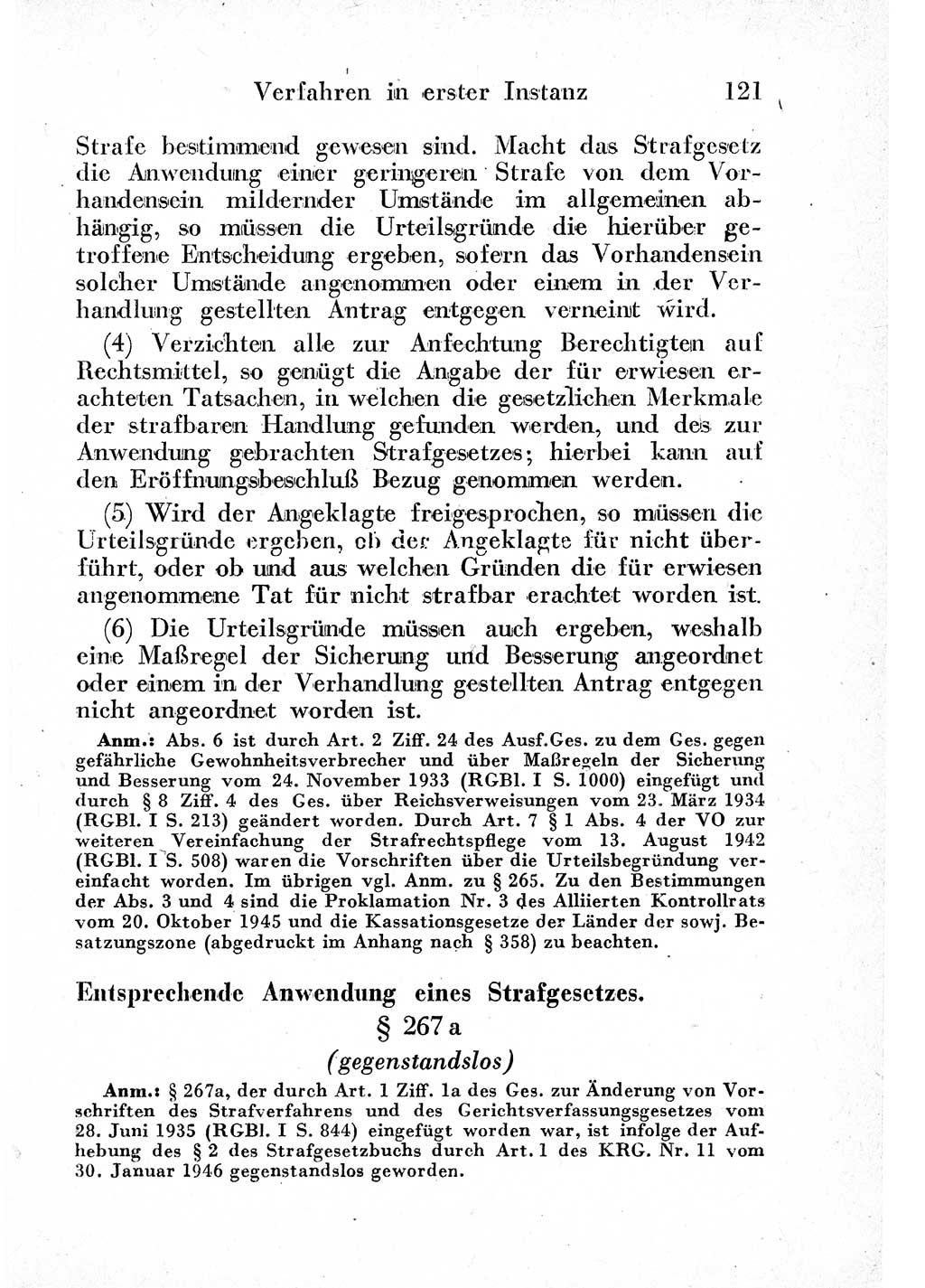 Strafprozeßordnung (StPO), Gerichtsverfassungsgesetz (GVG) und zahlreiche Nebengesetze der sowjetischen Besatzungszone (SBZ) in Deutschland 1949, Seite 121 (StPO GVG Ges. SBZ Dtl. 1949, S. 121)