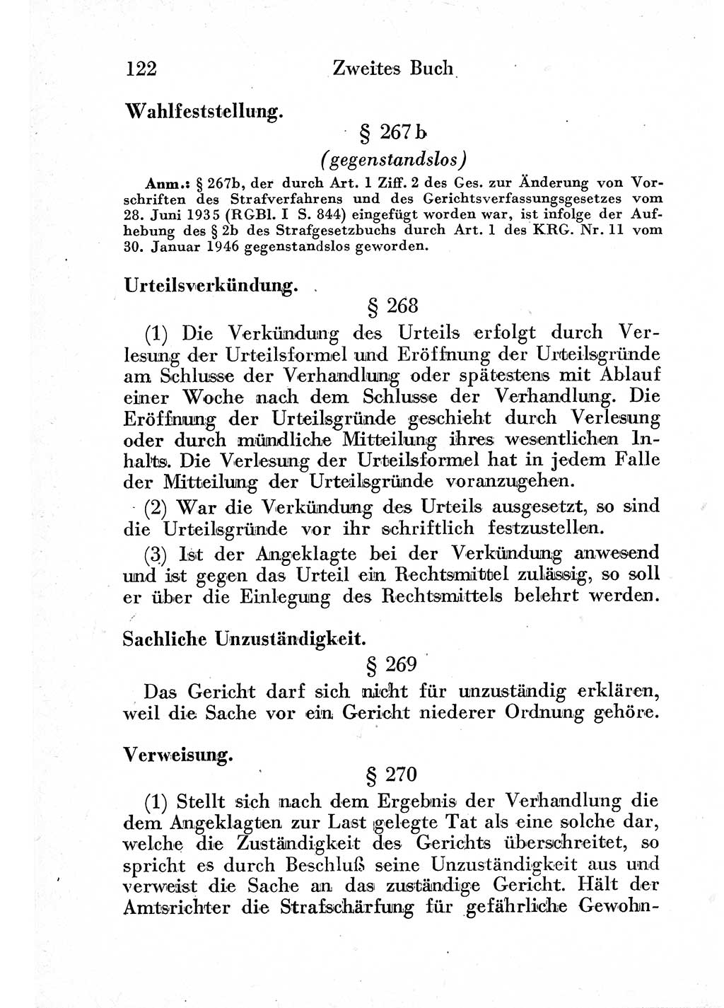 Strafprozeßordnung (StPO), Gerichtsverfassungsgesetz (GVG) und zahlreiche Nebengesetze der sowjetischen Besatzungszone (SBZ) in Deutschland 1949, Seite 122 (StPO GVG Ges. SBZ Dtl. 1949, S. 122)