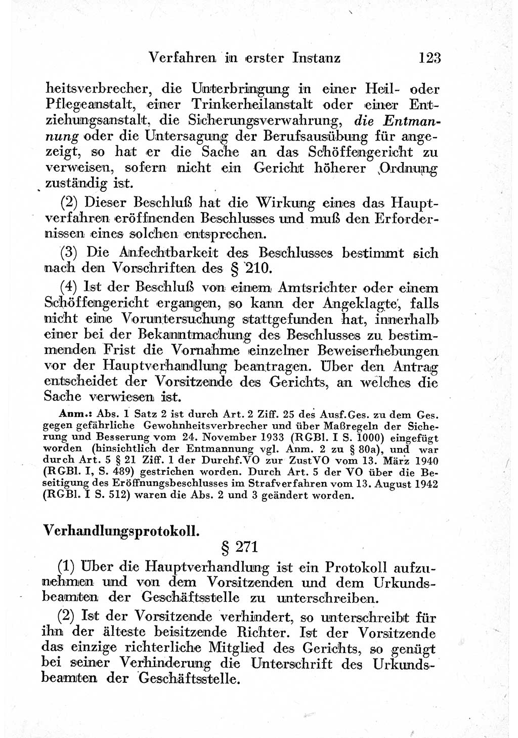 Strafprozeßordnung (StPO), Gerichtsverfassungsgesetz (GVG) und zahlreiche Nebengesetze der sowjetischen Besatzungszone (SBZ) in Deutschland 1949, Seite 123 (StPO GVG Ges. SBZ Dtl. 1949, S. 123)