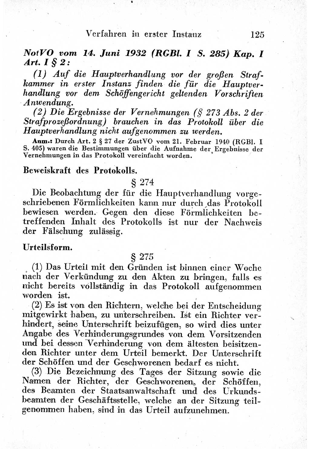 Strafprozeßordnung (StPO), Gerichtsverfassungsgesetz (GVG) und zahlreiche Nebengesetze der sowjetischen Besatzungszone (SBZ) in Deutschland 1949, Seite 125 (StPO GVG Ges. SBZ Dtl. 1949, S. 125)