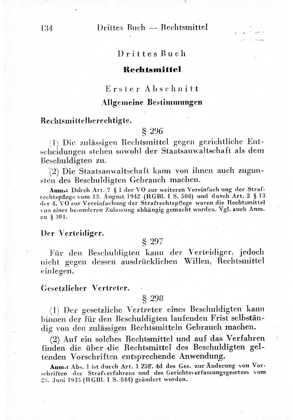 Strafprozeßordnung (StPO), Gerichtsverfassungsgesetz (GVG) und zahlreiche Nebengesetze der sowjetischen Besatzungszone (SBZ) in Deutschland 1949, Seite 134 (StPO GVG Ges. SBZ Dtl. 1949, S. 134)