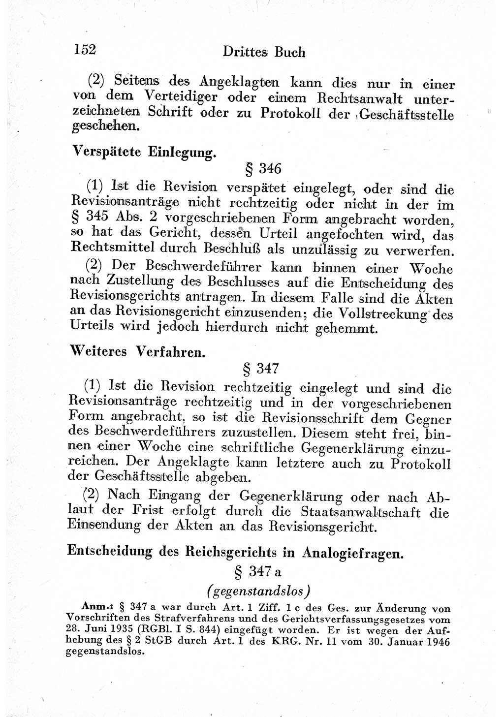 Strafprozeßordnung (StPO), Gerichtsverfassungsgesetz (GVG) und zahlreiche Nebengesetze der sowjetischen Besatzungszone (SBZ) in Deutschland 1949, Seite 152 (StPO GVG Ges. SBZ Dtl. 1949, S. 152)