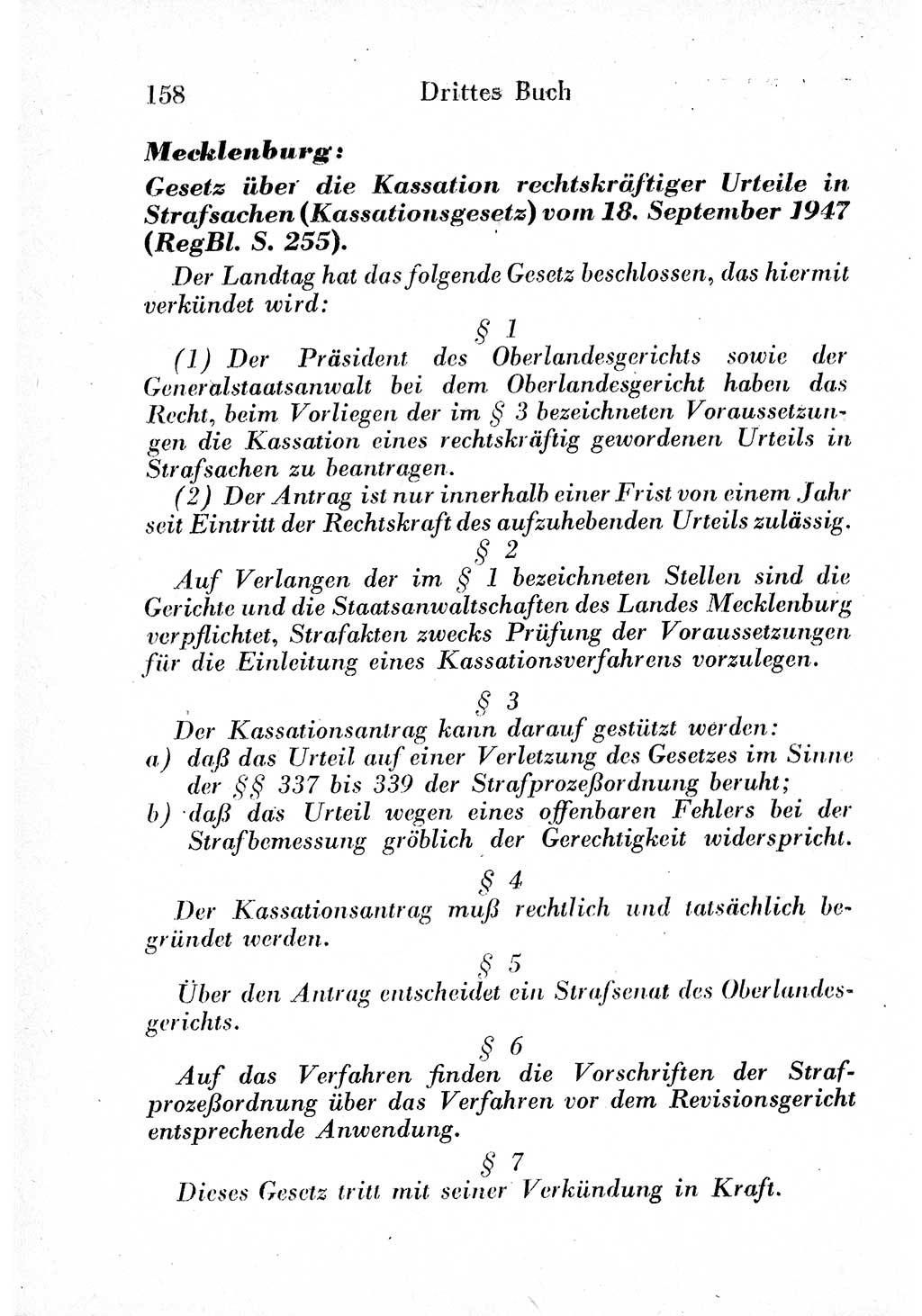 Strafprozeßordnung (StPO), Gerichtsverfassungsgesetz (GVG) und zahlreiche Nebengesetze der sowjetischen Besatzungszone (SBZ) in Deutschland 1949, Seite 158 (StPO GVG Ges. SBZ Dtl. 1949, S. 158)