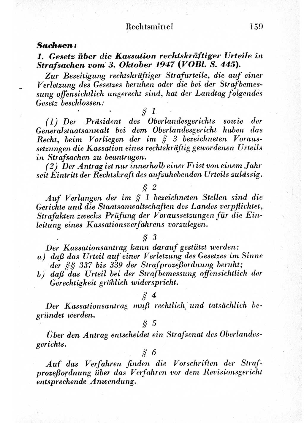 Strafprozeßordnung (StPO), Gerichtsverfassungsgesetz (GVG) und zahlreiche Nebengesetze der sowjetischen Besatzungszone (SBZ) in Deutschland 1949, Seite 159 (StPO GVG Ges. SBZ Dtl. 1949, S. 159)