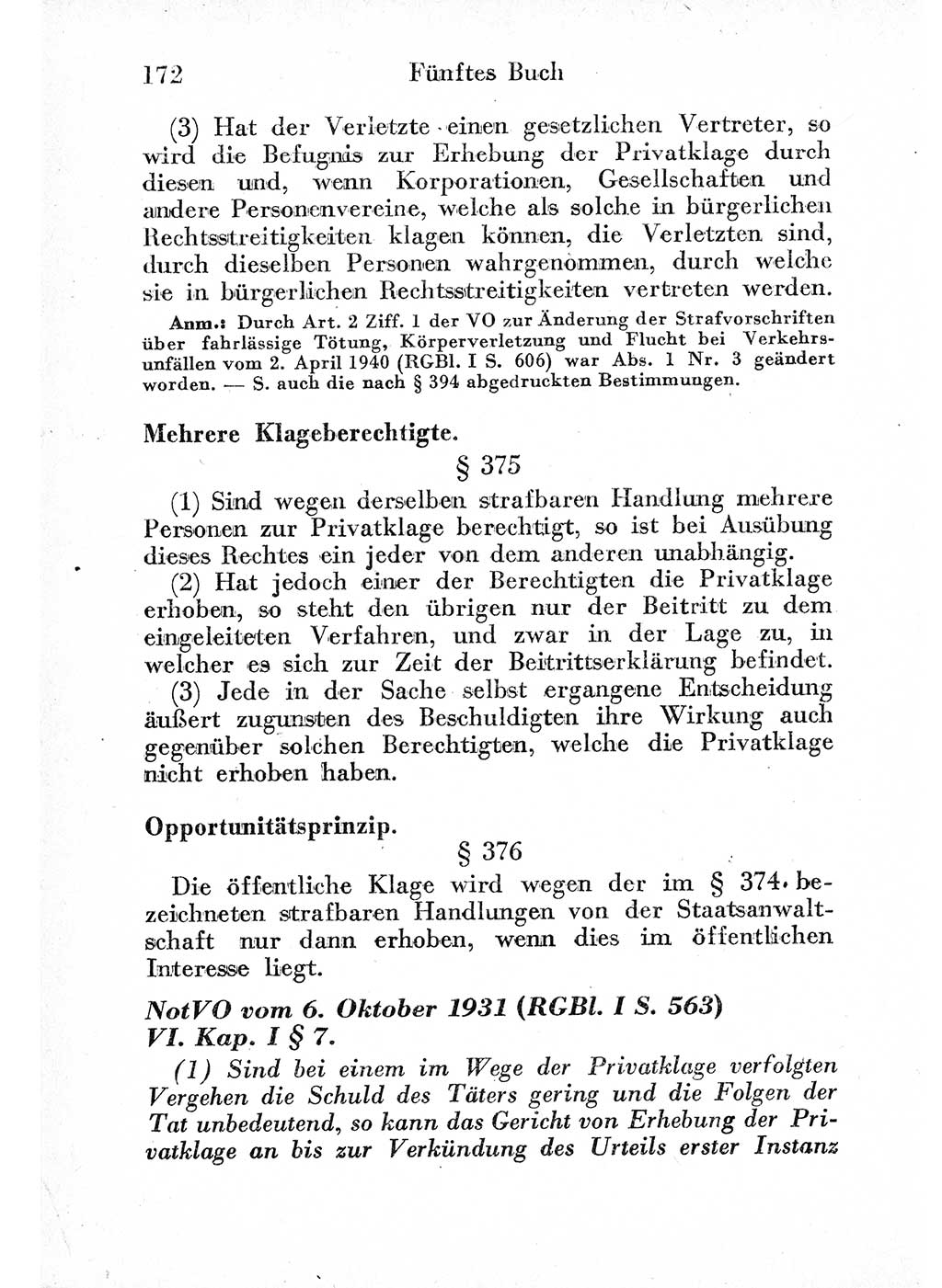 Strafprozeßordnung (StPO), Gerichtsverfassungsgesetz (GVG) und zahlreiche Nebengesetze der sowjetischen Besatzungszone (SBZ) in Deutschland 1949, Seite 172 (StPO GVG Ges. SBZ Dtl. 1949, S. 172)