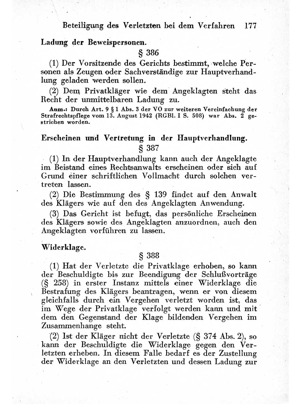 Strafprozeßordnung (StPO), Gerichtsverfassungsgesetz (GVG) und zahlreiche Nebengesetze der sowjetischen Besatzungszone (SBZ) in Deutschland 1949, Seite 177 (StPO GVG Ges. SBZ Dtl. 1949, S. 177)