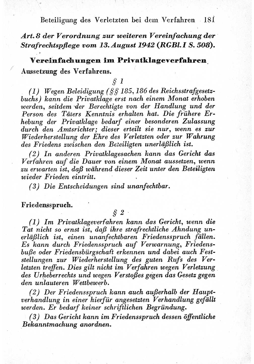 Strafprozeßordnung (StPO), Gerichtsverfassungsgesetz (GVG) und zahlreiche Nebengesetze der sowjetischen Besatzungszone (SBZ) in Deutschland 1949, Seite 181 (StPO GVG Ges. SBZ Dtl. 1949, S. 181)
