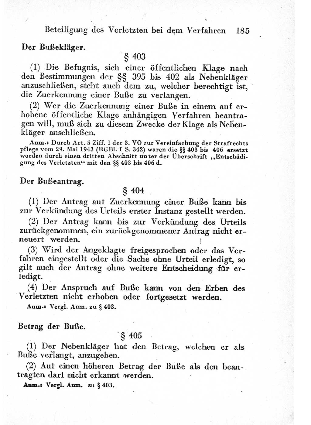 Strafprozeßordnung (StPO), Gerichtsverfassungsgesetz (GVG) und zahlreiche Nebengesetze der sowjetischen Besatzungszone (SBZ) in Deutschland 1949, Seite 185 (StPO GVG Ges. SBZ Dtl. 1949, S. 185)