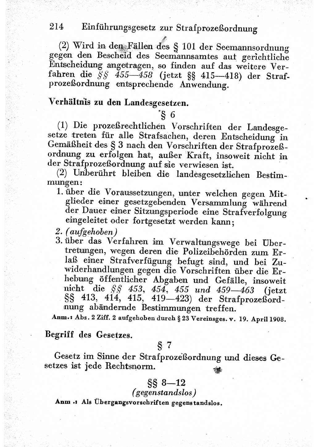 Strafprozeßordnung (StPO), Gerichtsverfassungsgesetz (GVG) und zahlreiche Nebengesetze der sowjetischen Besatzungszone (SBZ) in Deutschland 1949, Seite 214 (StPO GVG Ges. SBZ Dtl. 1949, S. 214)