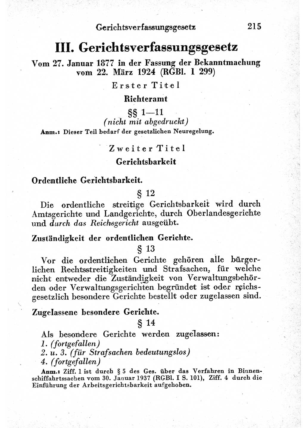 Strafprozeßordnung (StPO), Gerichtsverfassungsgesetz (GVG) und zahlreiche Nebengesetze der sowjetischen Besatzungszone (SBZ) in Deutschland 1949, Seite 215 (StPO GVG Ges. SBZ Dtl. 1949, S. 215)