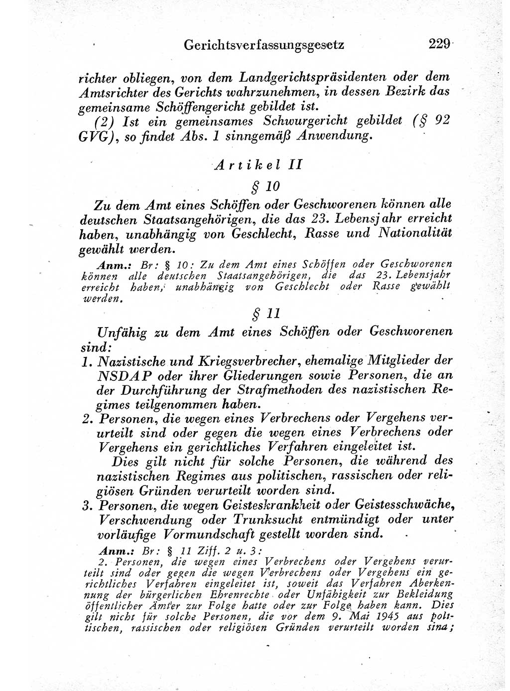 Strafprozeßordnung (StPO), Gerichtsverfassungsgesetz (GVG) und zahlreiche Nebengesetze der sowjetischen Besatzungszone (SBZ) in Deutschland 1949, Seite 229 (StPO GVG Ges. SBZ Dtl. 1949, S. 229)