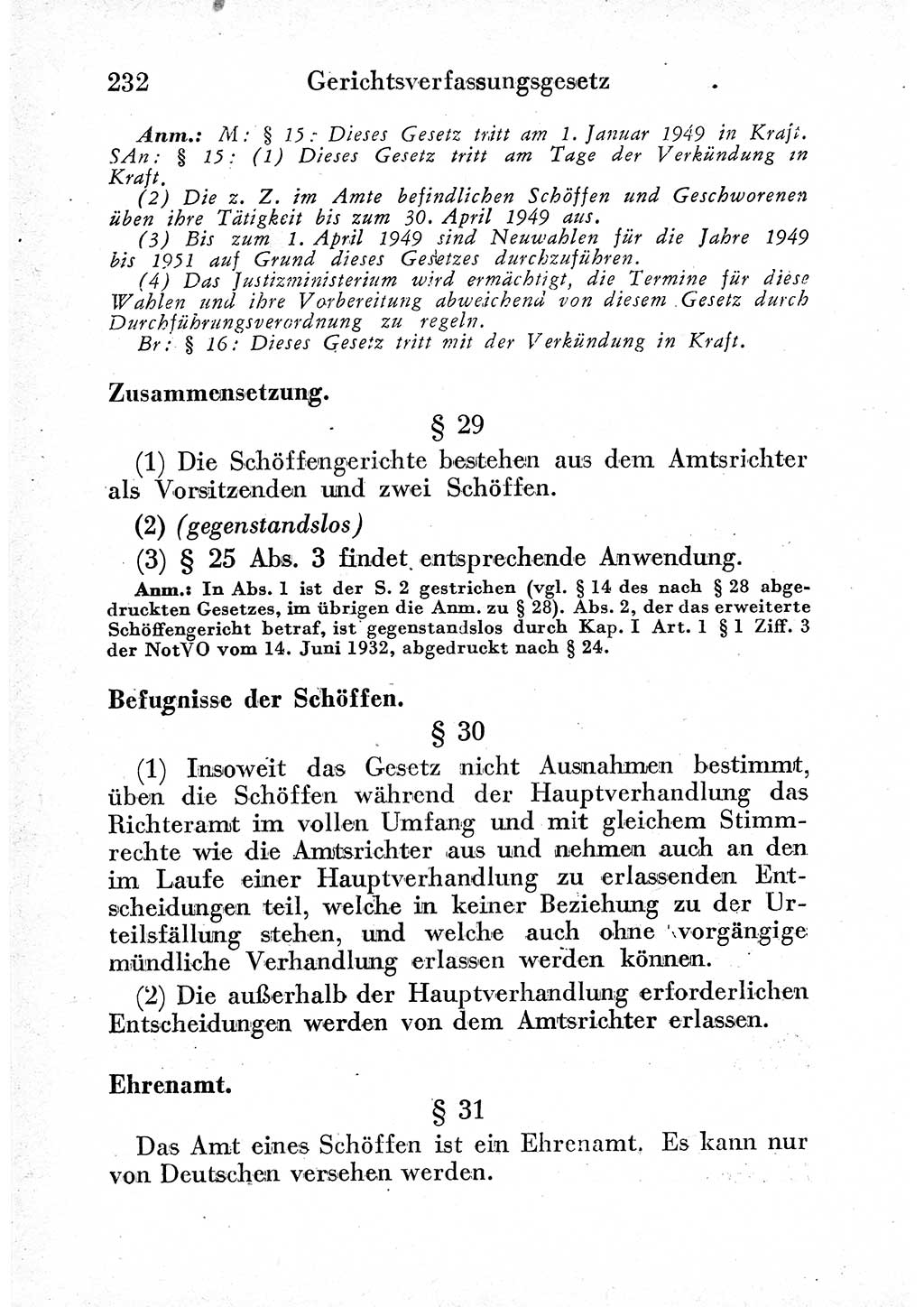 Strafprozeßordnung (StPO), Gerichtsverfassungsgesetz (GVG) und zahlreiche Nebengesetze der sowjetischen Besatzungszone (SBZ) in Deutschland 1949, Seite 232 (StPO GVG Ges. SBZ Dtl. 1949, S. 232)