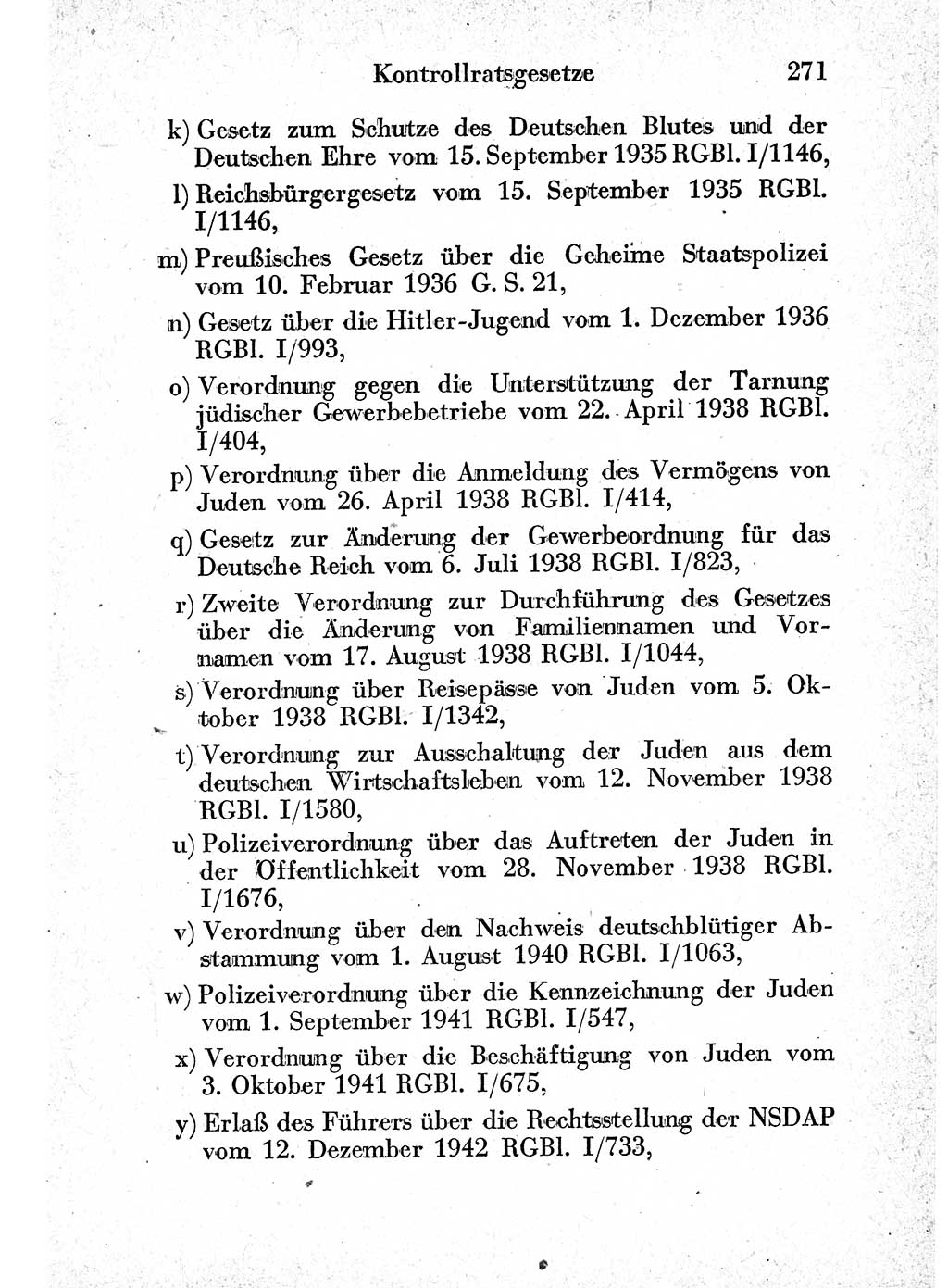 Strafprozeßordnung (StPO), Gerichtsverfassungsgesetz (GVG) und zahlreiche Nebengesetze der sowjetischen Besatzungszone (SBZ) in Deutschland 1949, Seite 271 (StPO GVG Ges. SBZ Dtl. 1949, S. 271)