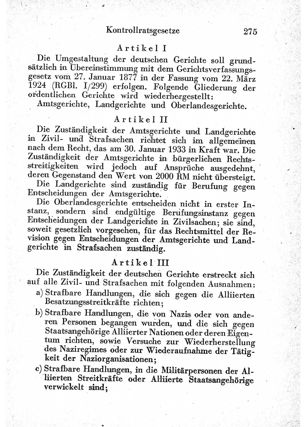 Strafprozeßordnung (StPO), Gerichtsverfassungsgesetz (GVG) und zahlreiche Nebengesetze der sowjetischen Besatzungszone (SBZ) in Deutschland 1949, Seite 275 (StPO GVG Ges. SBZ Dtl. 1949, S. 275)